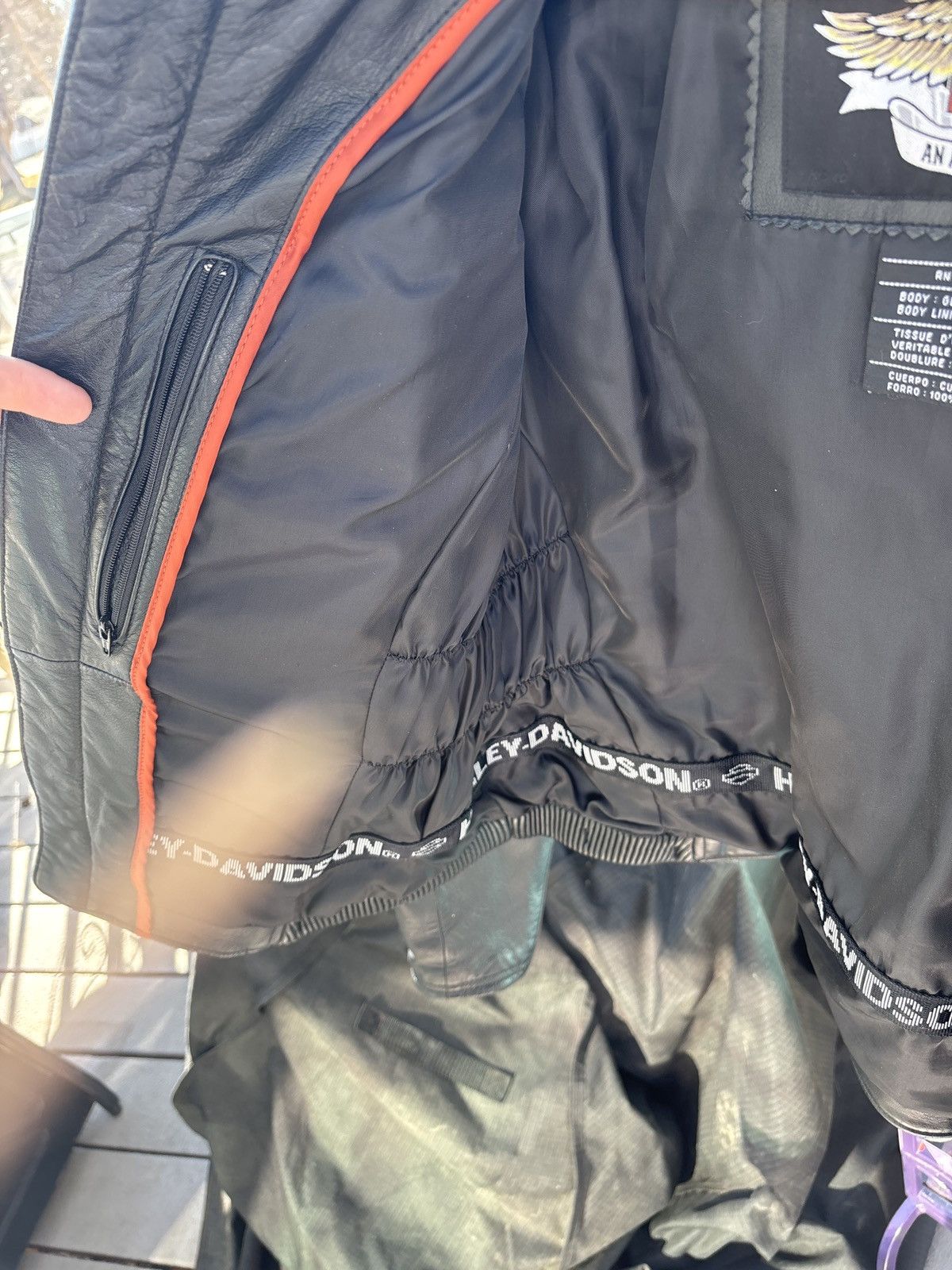 Harley Davidson Harley Davidson Black and Orange Biker Jacket. Size XL / US 12-14 / IT 48-50 - 6 Thumbnail