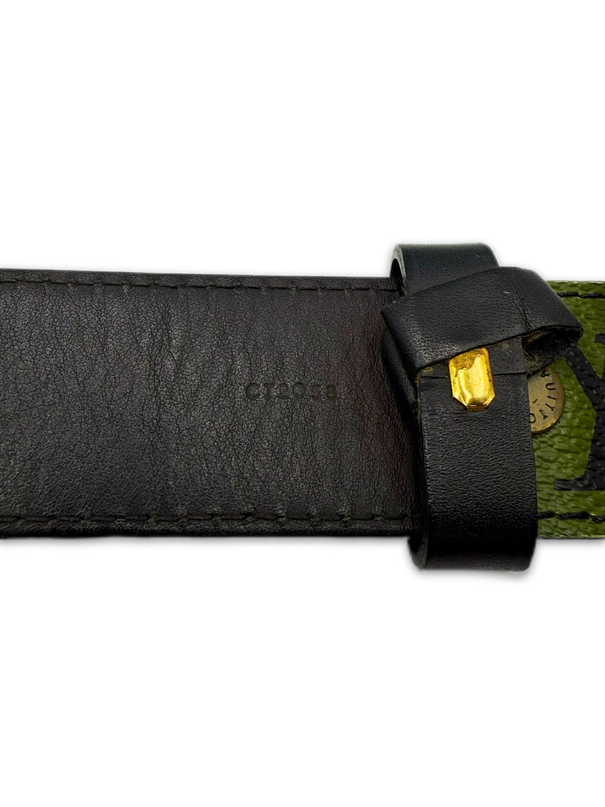 Louis Vuitton × Takashi Murakami 2007 Louis Vuitton x Takahashi Murakami Green Camo Leather Belt Size 34 - 6 Thumbnail