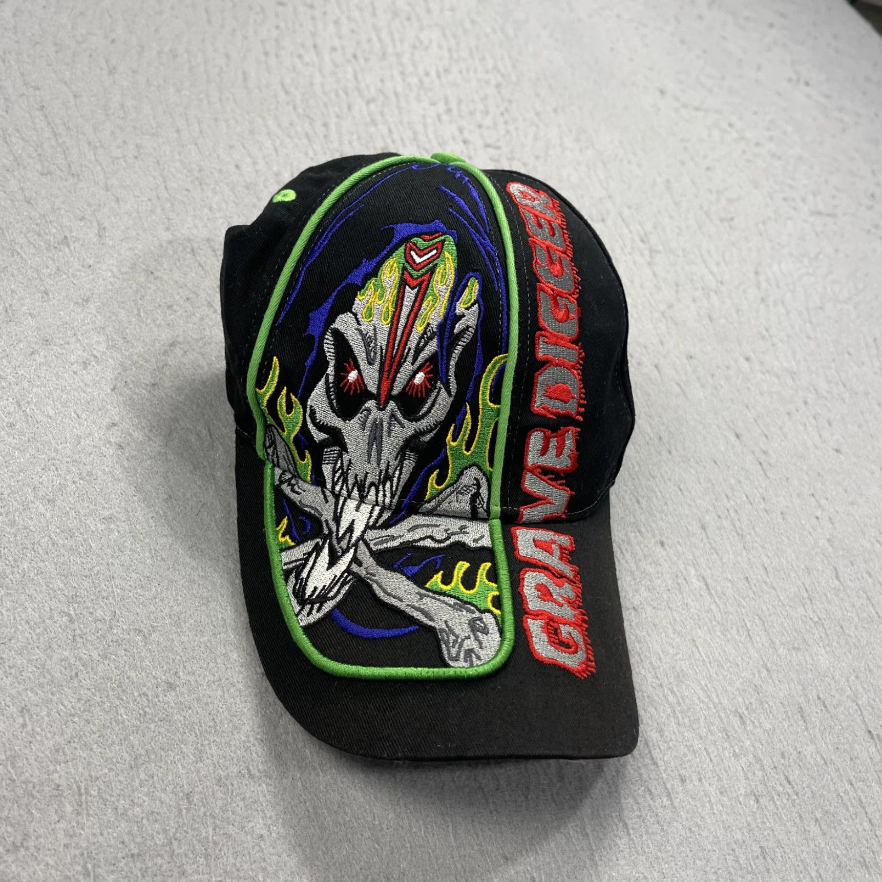 Vintage VINTAGE Grave Digger Hat Adult Black Monster Truck Snapback Adjustable Cap 90s Mens Cap Size ONE SIZE - 3 Thumbnail