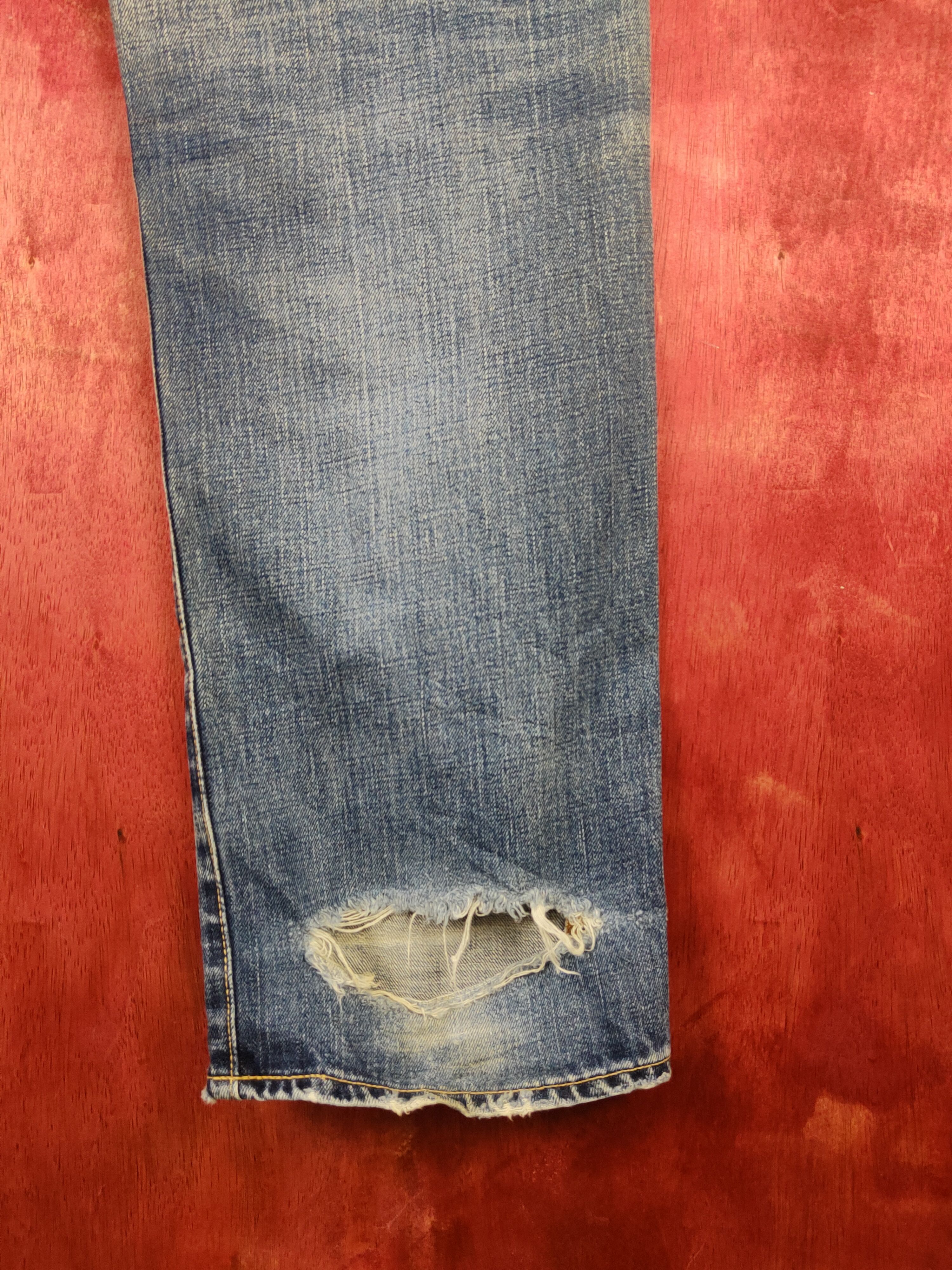 Japanese Brand DL Uniqlo Blue Distressed Ripped Jeans #S2197 Size US 38 / EU 54 - 13 Thumbnail