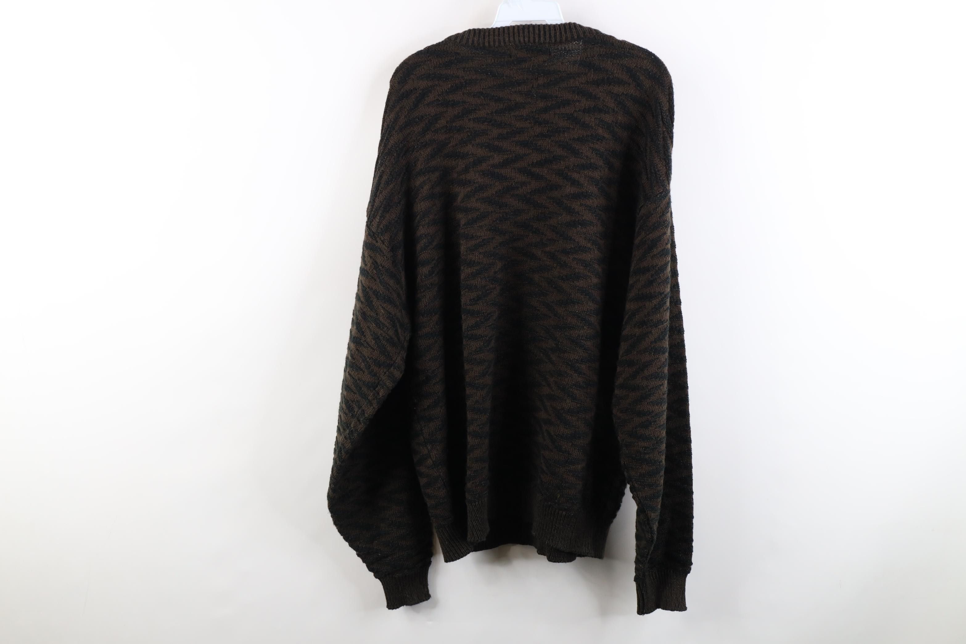 Vintage Vintage 90s Streetwear Knit Crewneck Sweater Brown Acrylic Size US XL / EU 56 / 4 - 8 Thumbnail