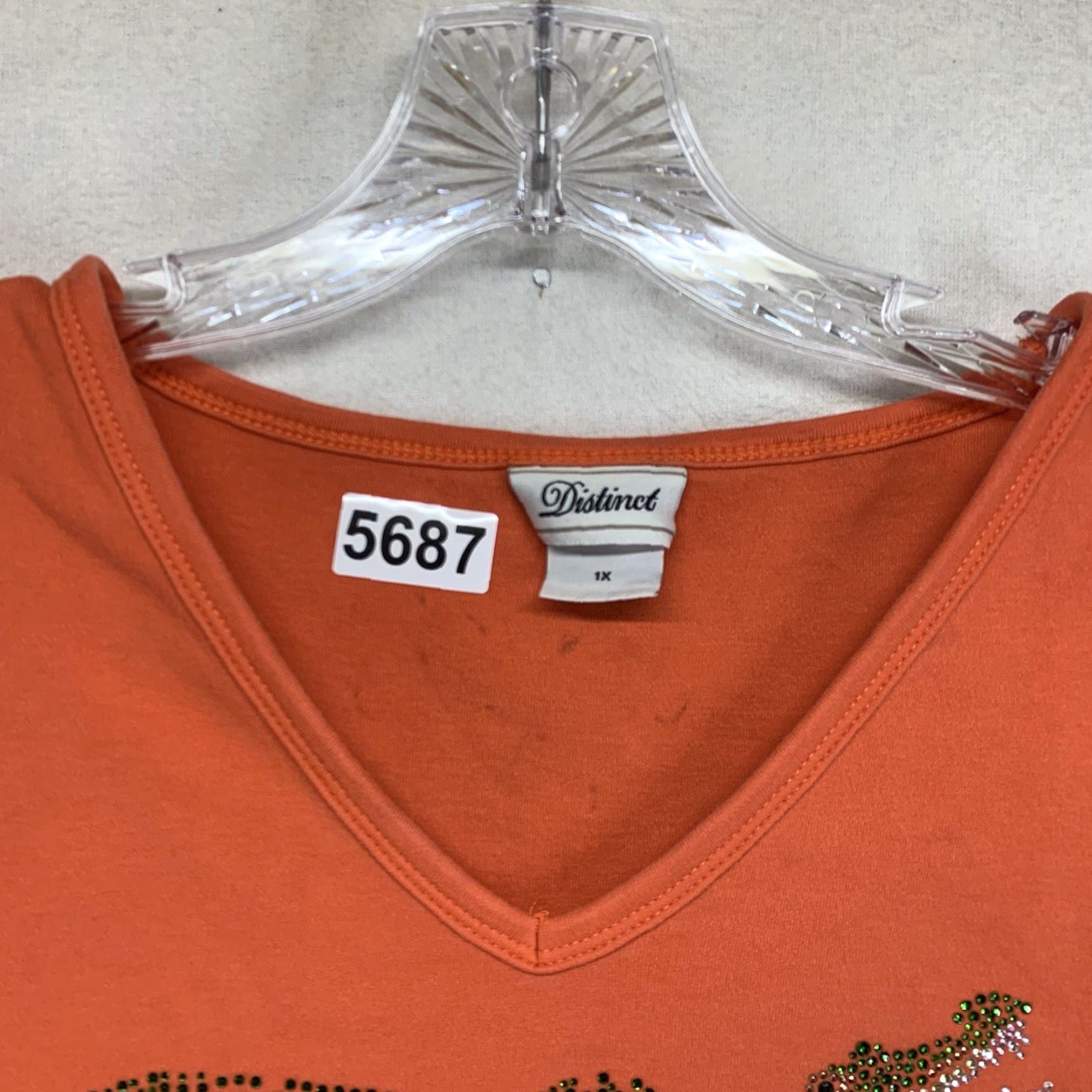 Vintage VINTAGE Women’s Cotton V-Neck T-Shirt 1X Plus Size Orange Alligator Sequin Embellished Beach Casual Size XL / US 12-14 / IT 48-50 - 6 Thumbnail
