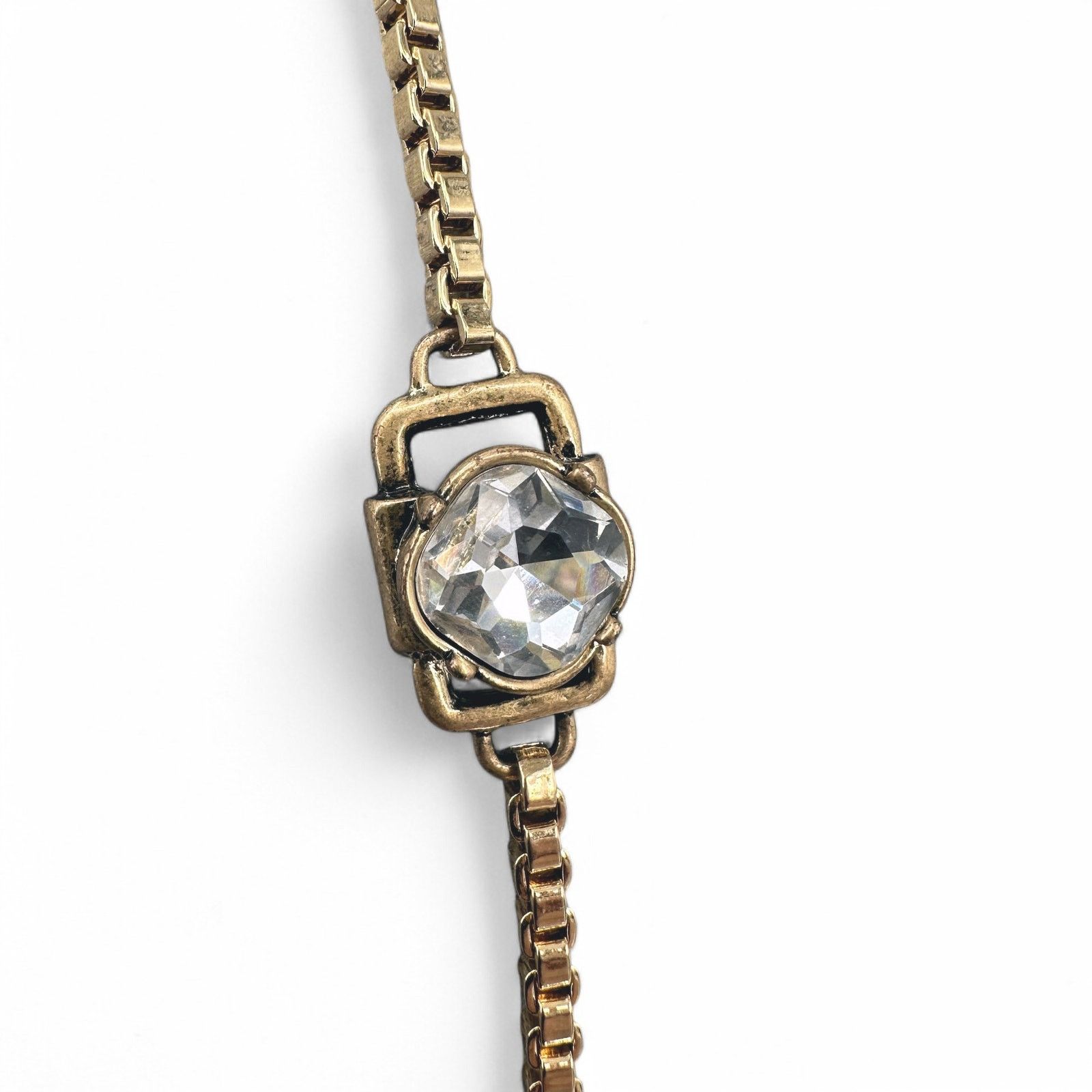 Ann Taylor Ann Taylor Long Necklace Gold Tone Box Chain and Rhinestone Size ONE SIZE - 5 Thumbnail