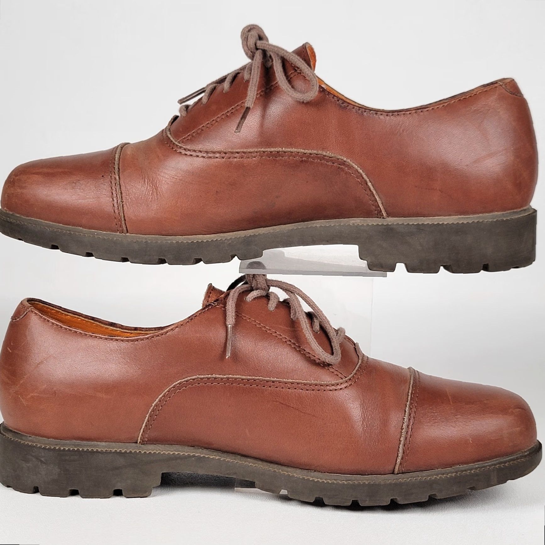 Timberland Timberland Mens Dress Oxford Cap Toe Leather Shoes Brown D Rubber Outsole 9 M Cap Toe 96081 Size ONE SIZE - 4 Thumbnail
