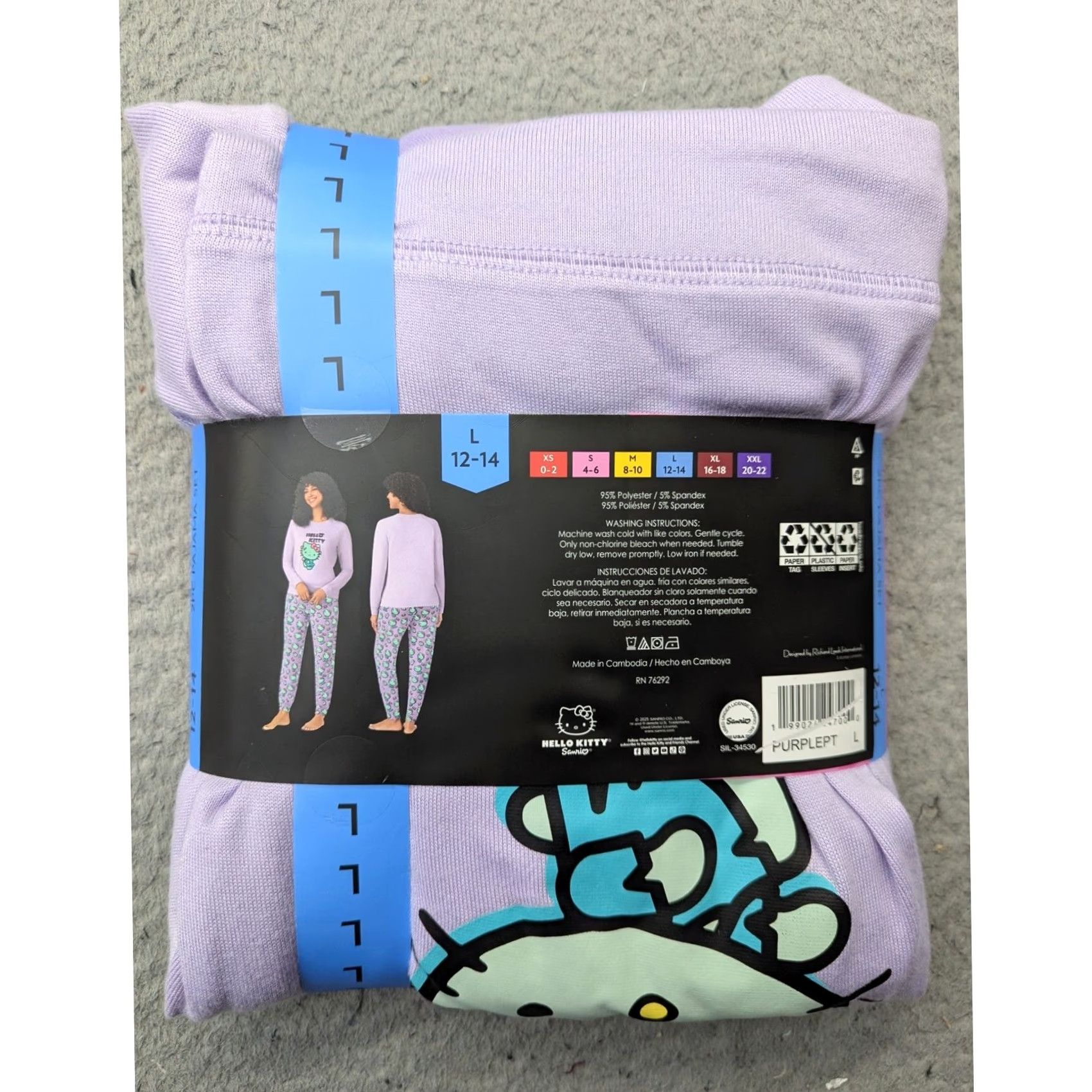 Vintage Hello Kitty Pajama Set Womens Large Purple Mummy Frankenstein 2PC NEW Size ONE SIZE - 5 Thumbnail