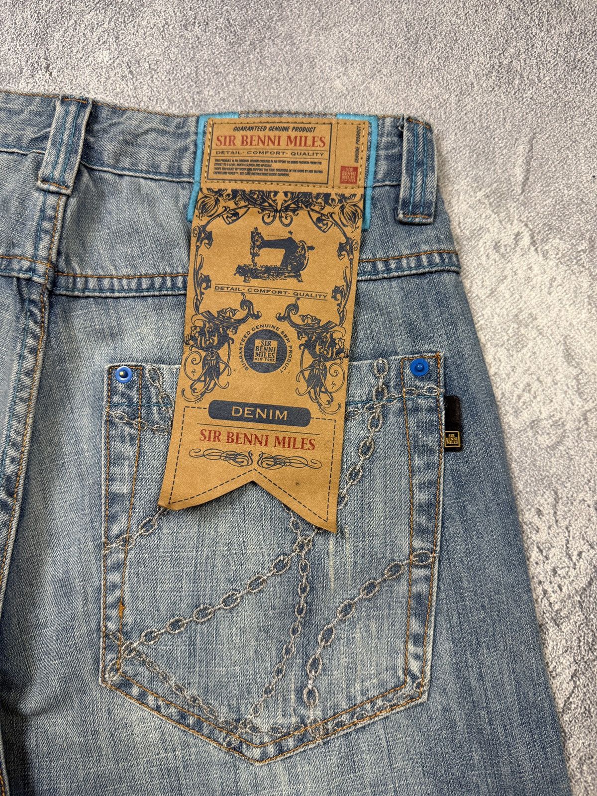 Other Sir Benni Miles Chain Pattern Stitch Washed Jeans Baggy Y2K Size US 32 / EU 48 - 12 Thumbnail