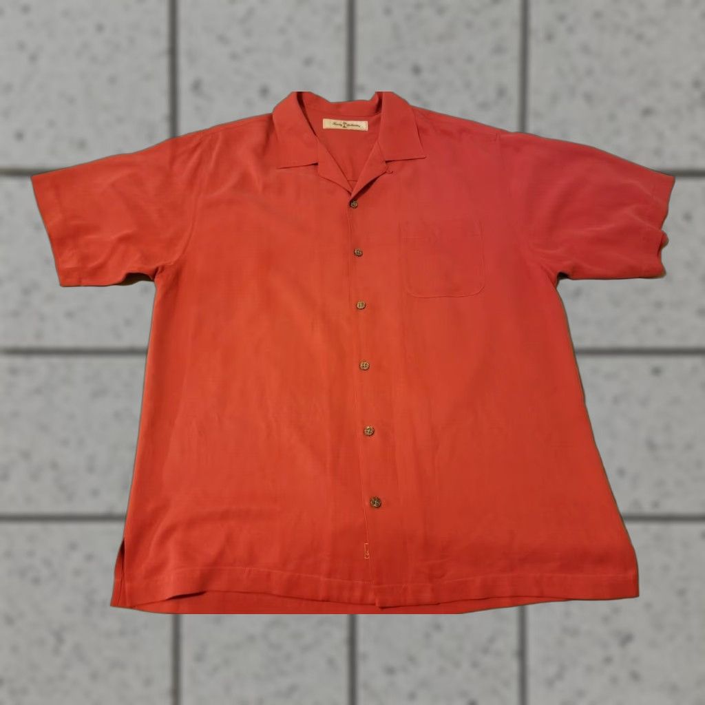 Tommy Bahama Tommy Bahama Silk Dress Shirt M Burgundy Button Short Sleeve Mens Shirts Regular Size M Red Size 40R - 1 Thumbnail