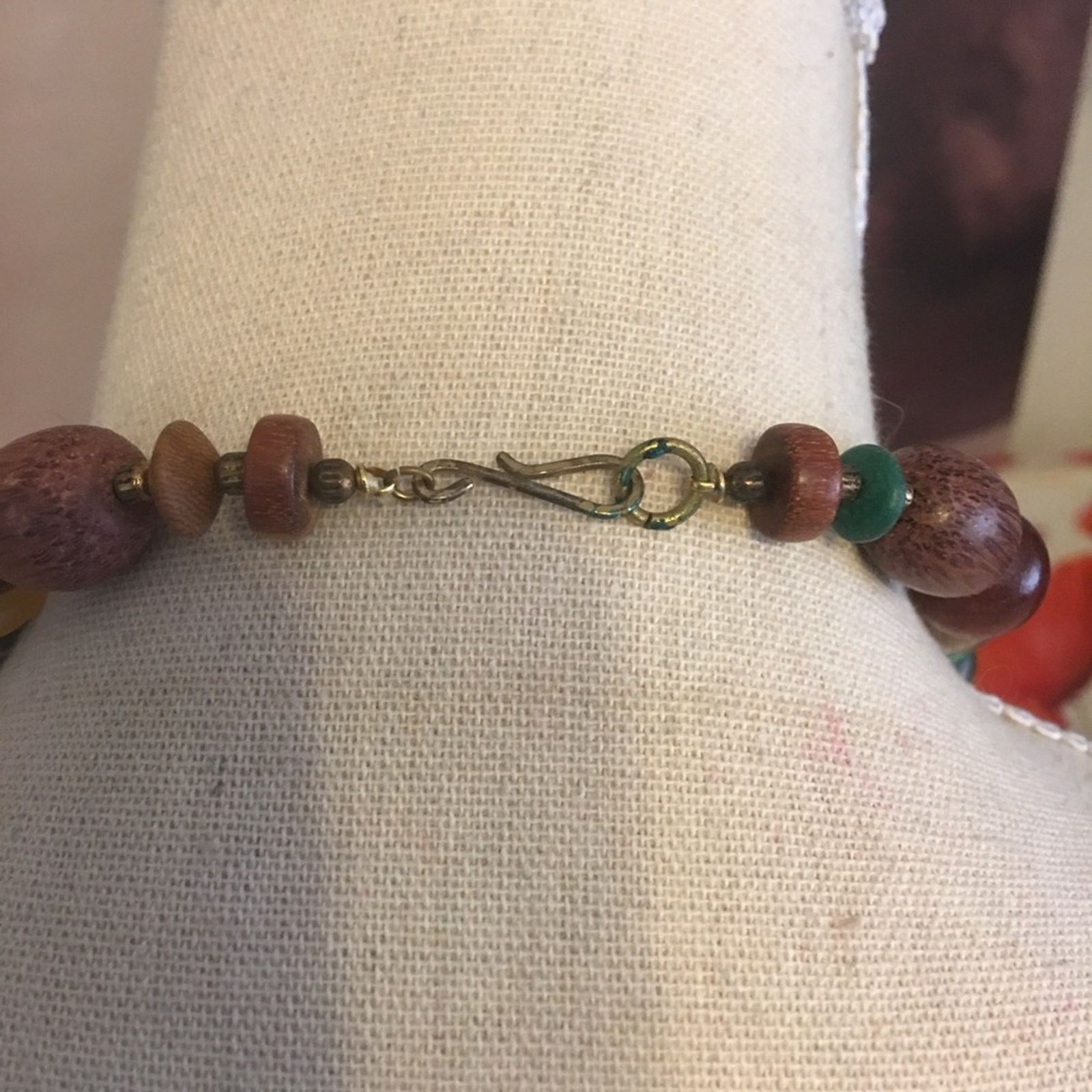 Vintage Vintage wood agate bead necklace Size ONE SIZE - 4 Thumbnail