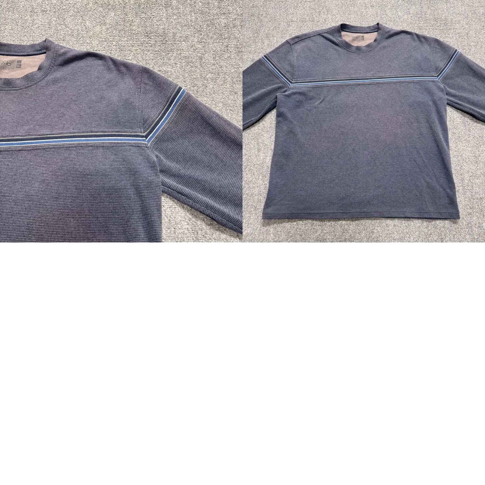 Vintage Y2K XG Sweatshirt Men XL Striped Cotton Pullover Thermal Blue Size US XL / EU 56 / 4 - 8 Thumbnail