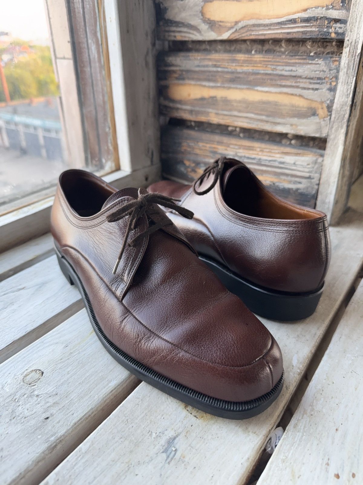 Bally Made In Italy Brown Leather Derby Shoes  Minimalist Formal, Men's (Size 10)