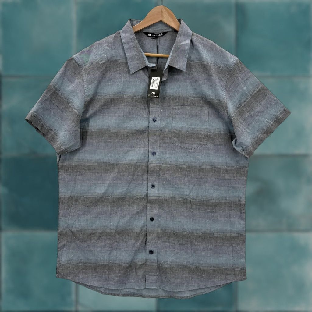 TravisMathew Travis Mathew Here Comes The Rain Shirt Mens XL Blue Stripe Short Sleeve Golf Shirt Size US XL / EU 56 / 4 - 1 Thumbnail