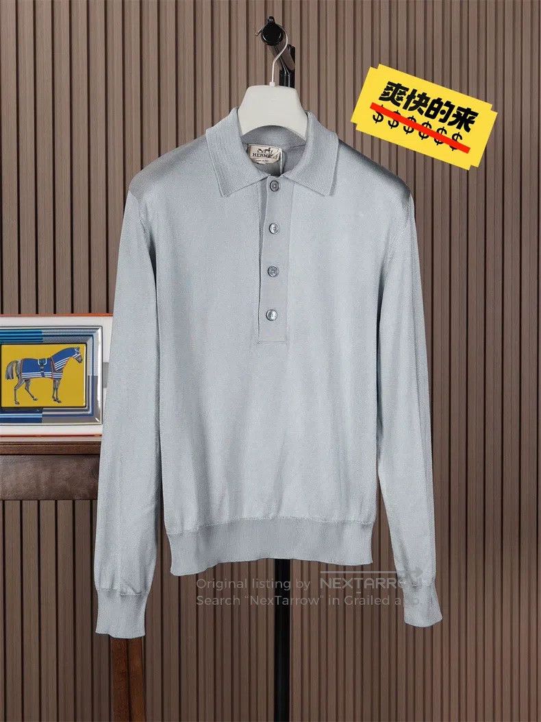 Hermes Hermes Autumn and Winter Men's Pure Silk Knitted Long Slee Size US M / EU 48-50 / 2 - 1 Thumbnail