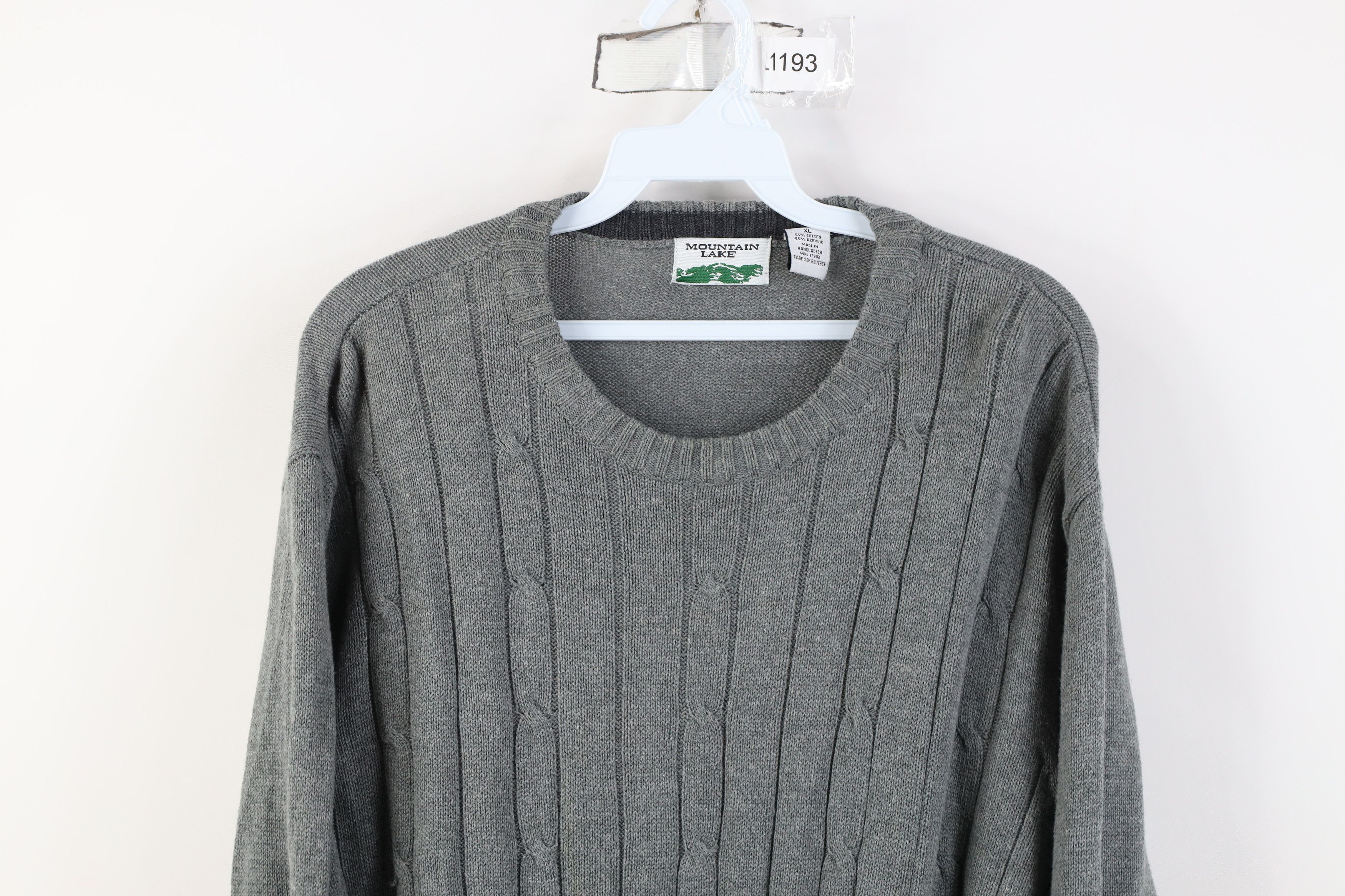 Vintage Vintage 90s Streetwear Cable Knit Crewneck Sweater Gray Size US XL / EU 56 / 4 - 2 Thumbnail