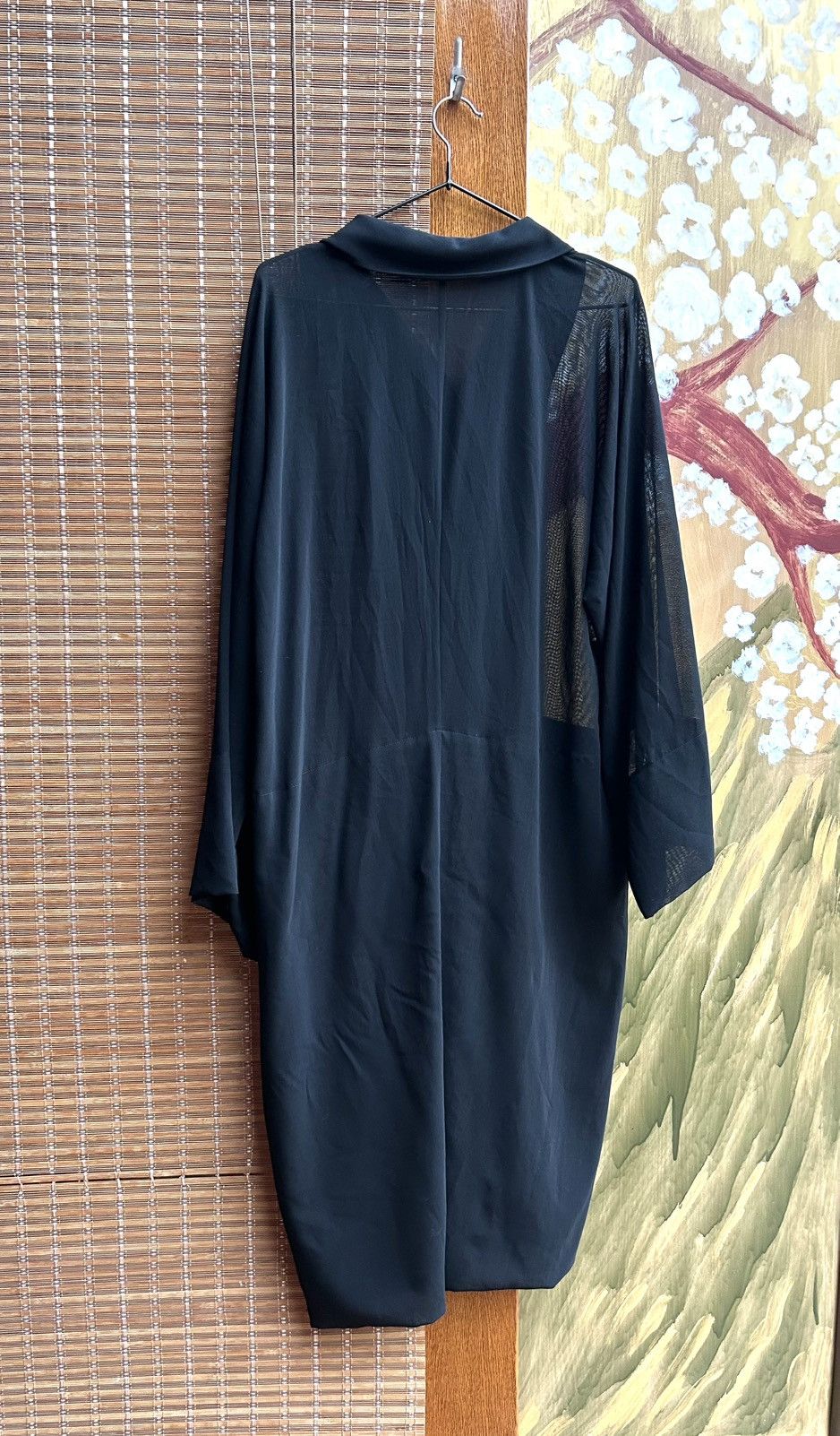 Dolce & Gabbana × Vintage 90’s Dolce & Gabbana Black Wool Robe Dress Sheer Coat Size S / US 4 / IT 40 - 2 Thumbnail