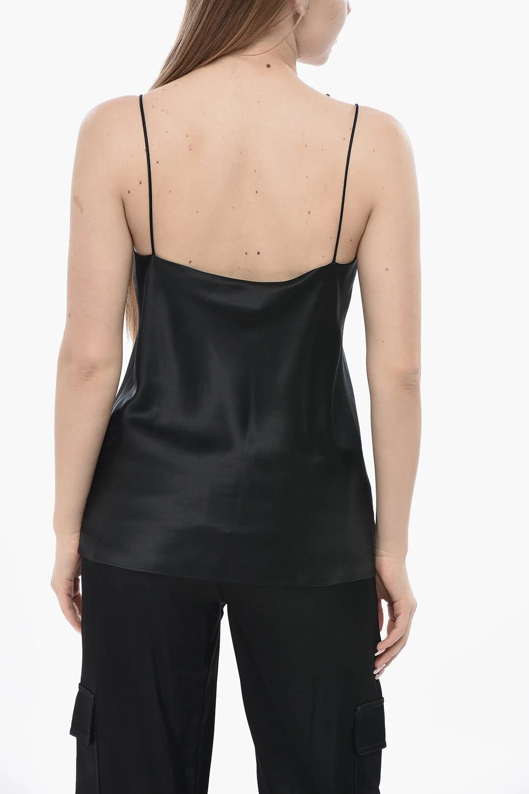 Max Mara og1mm0426 Silk Satin Slip Top in Black Size S / US 4 / IT 40 - 2 Thumbnail