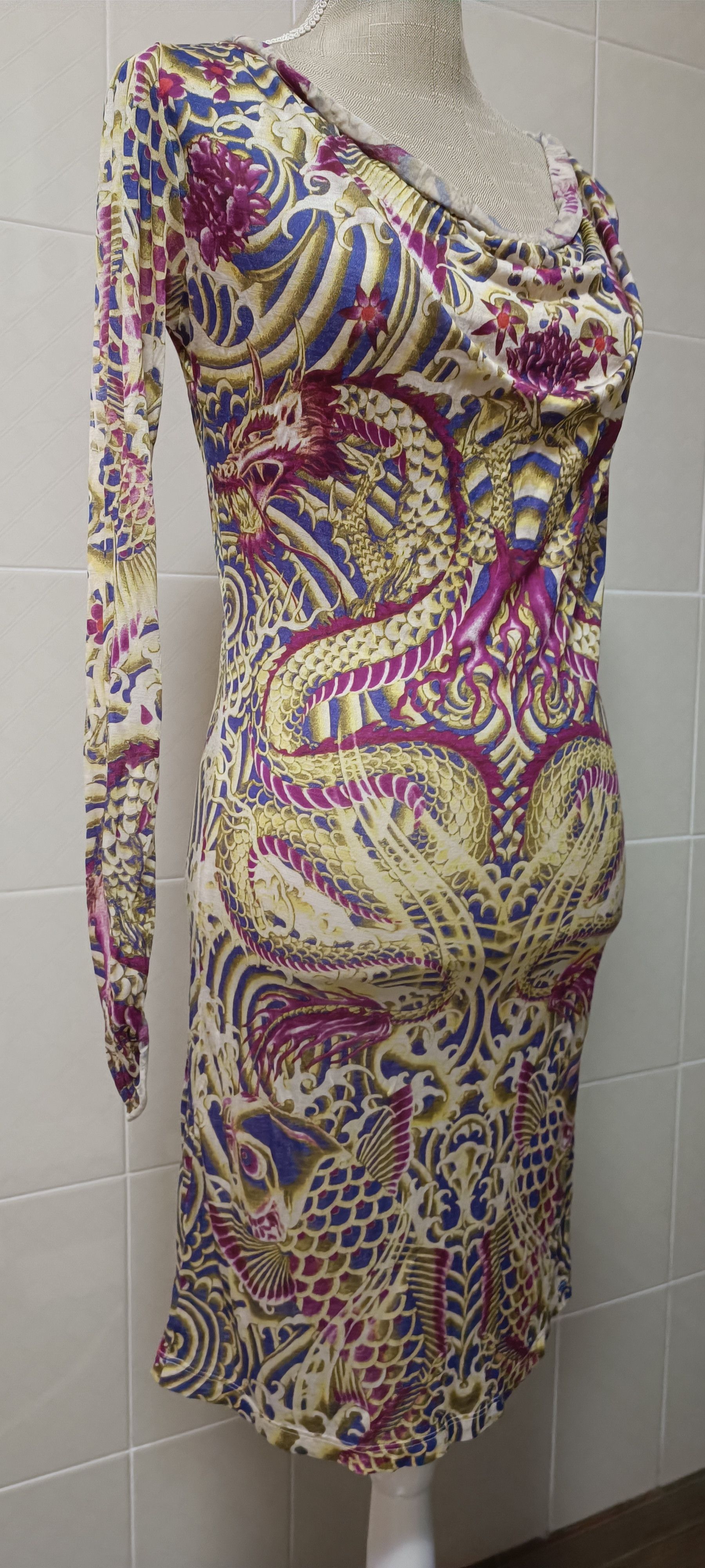 Jean Paul Gaultier Dragon and fishes silk dress Size S / US 4 / IT 40 - 3 Thumbnail