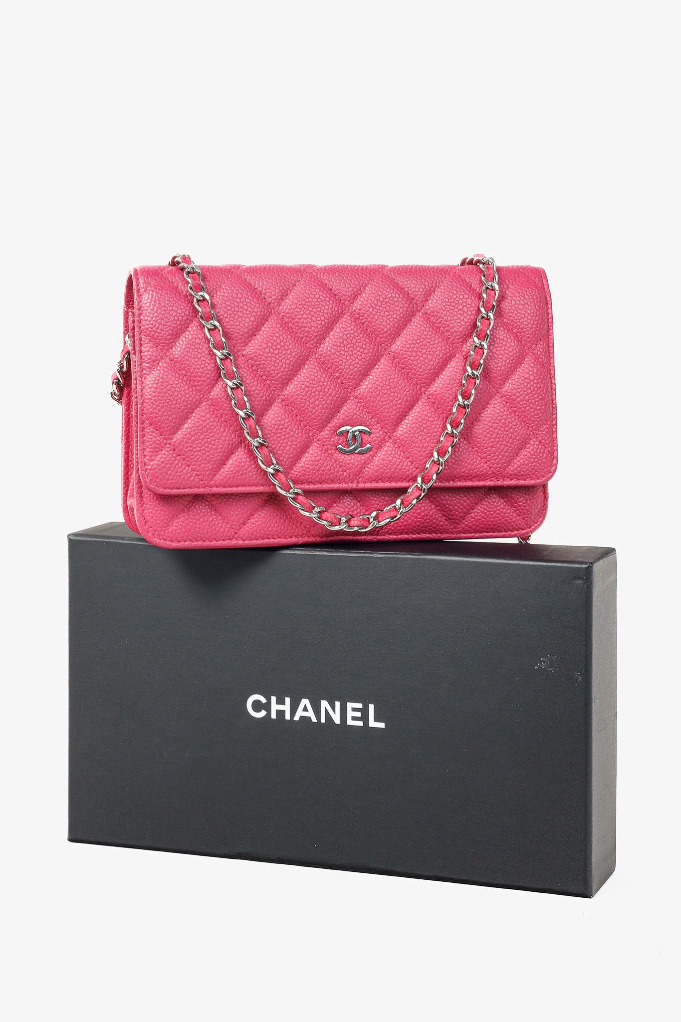 Chanel Chanel Silver Strap Pink Magenta Caviar Wallet-on-Chain Size ONE SIZE - 14 Thumbnail