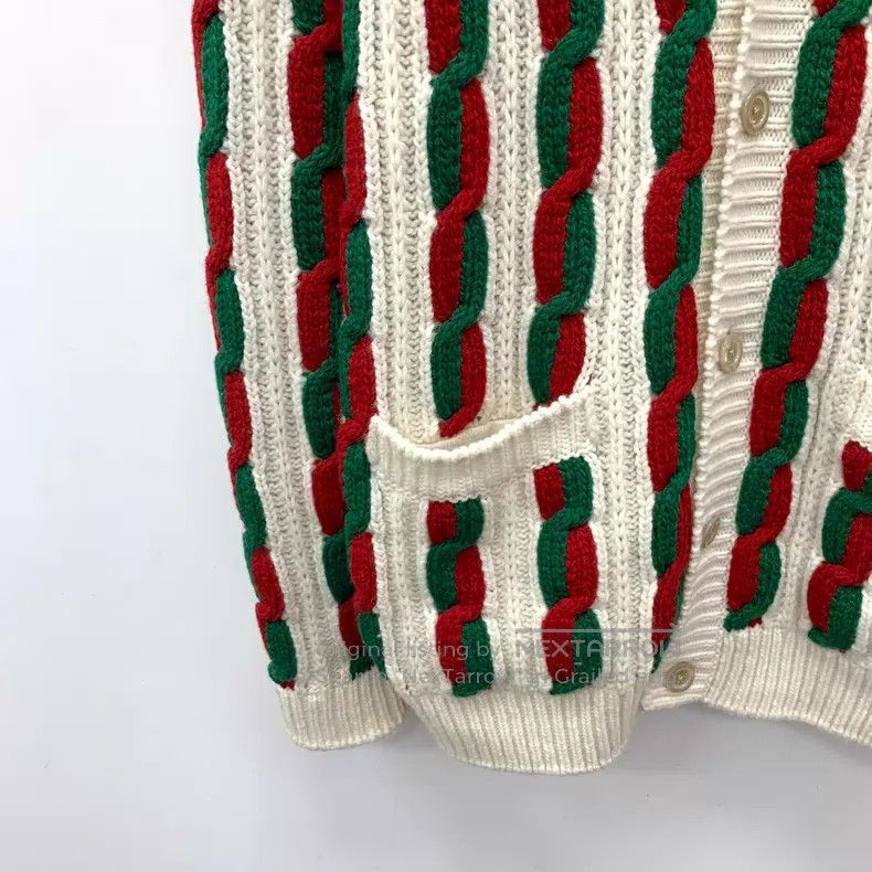 Gucci Gucci Color-blocked twisted wool V-neck single-breasted lo Size S / US 4 / IT 40 - 4 Thumbnail