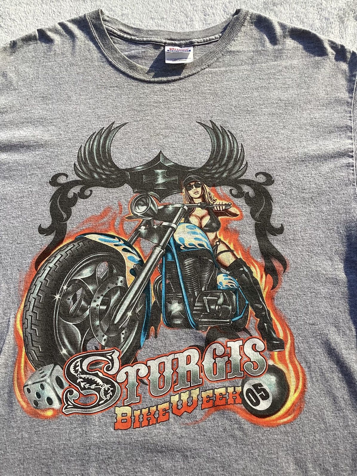 Hanes 2005 Sturgis South Dakota motorcycle rally bike week T-shirt Size US L / EU 52-54 / 3 - 2 Thumbnail