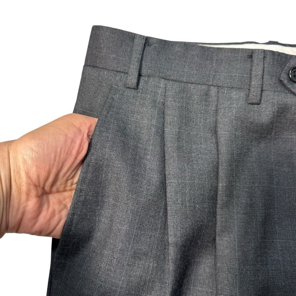 Canali Canali Pleated Wool Dress Grey Plaid Pants Size 52IT US 36 Size US 36 / EU 52 - 4 Thumbnail