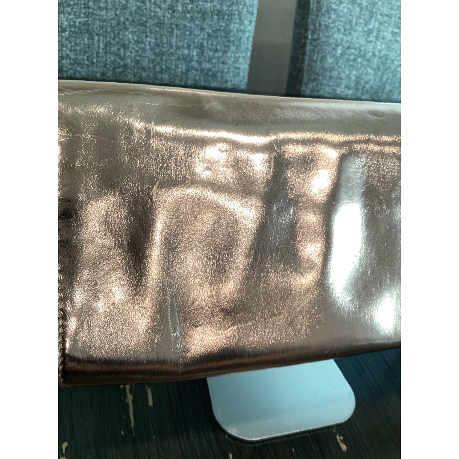 Vintage VINTAGE No — Ivanka Trump Metallic Gold Faux Leather Fold-In Chain Strap Clutch Shoulder Bag — Small — Gold Tone Hardware — Women’s Designer Handbag Size ONE SIZE - 4 Thumbnail