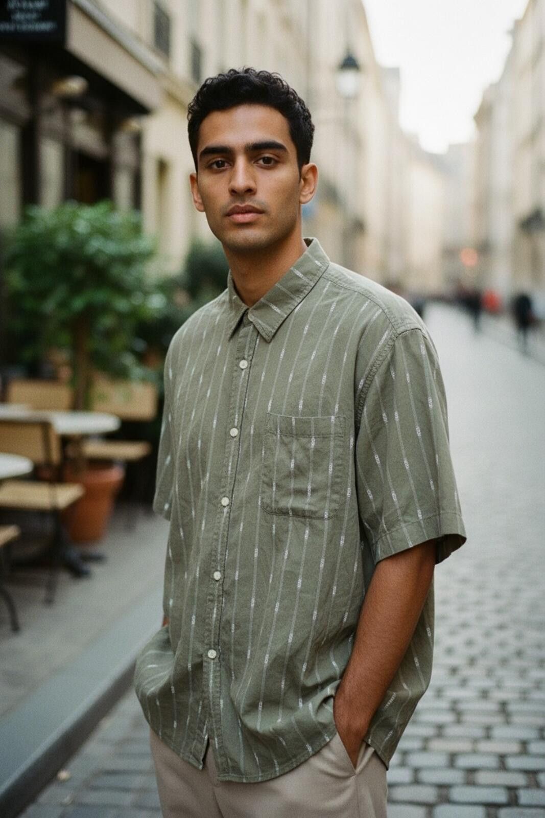 Other Olive 100% Cotton 2XL Stripe Button Down Shirt Boho Size US XXL / EU 58 / 5 - 1 Thumbnail