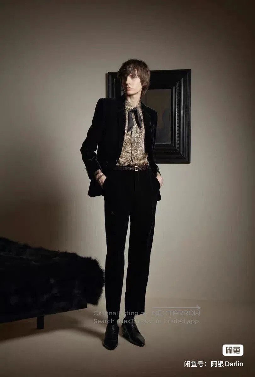 Saint Laurent Paris Saint Laurent 20FW Runway Black Velvet Striped Suit. Size US M / EU 48-50 / 2 - 8 Thumbnail