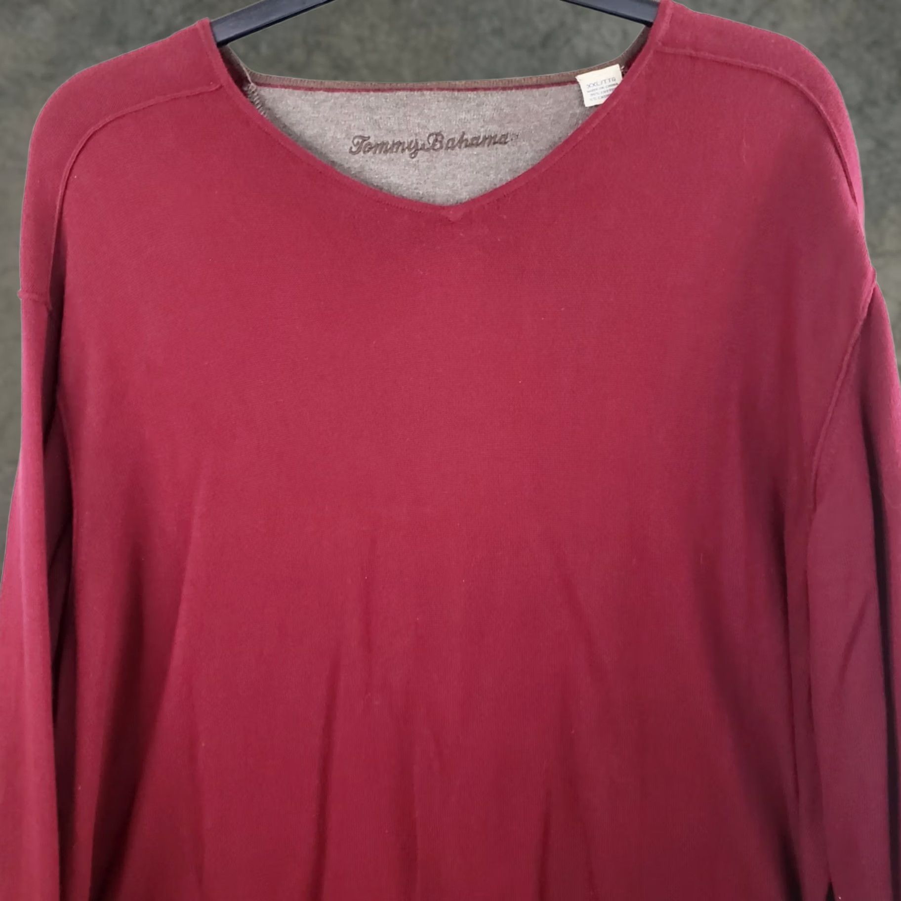 Tommy Bahama Tommy Bahama Sweater Men 2XL Maroon Cashmere Cotton V-Neck Pullover Knit Size US XXL / EU 58 / 5 - 1 Thumbnail