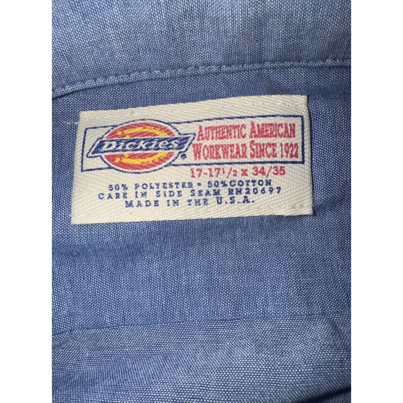 Dickies VINTAGE Dickies Work Shirt XL 17-17 1/2 Long Sleeve Blue Button-Front Cotton Blend Grunge 1990s Mens Size US XL / EU 56 / 4 - 5 Thumbnail