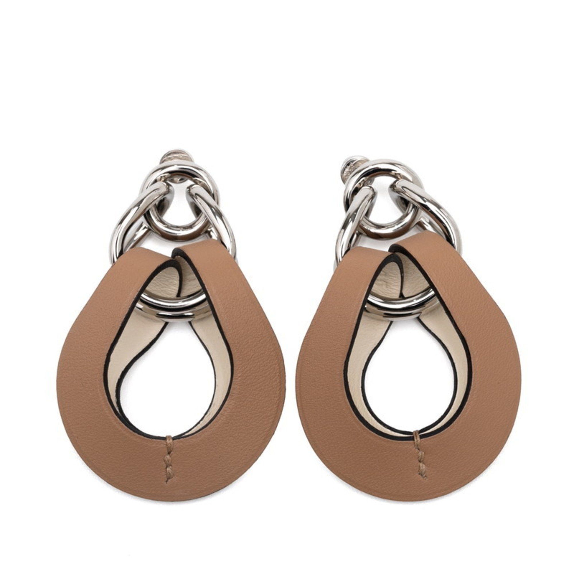 Hermes Hermes Hermès Villevorte GM Earrings in Chai Beige with Swift Leather for Women Size ONE SIZE - 1 Thumbnail