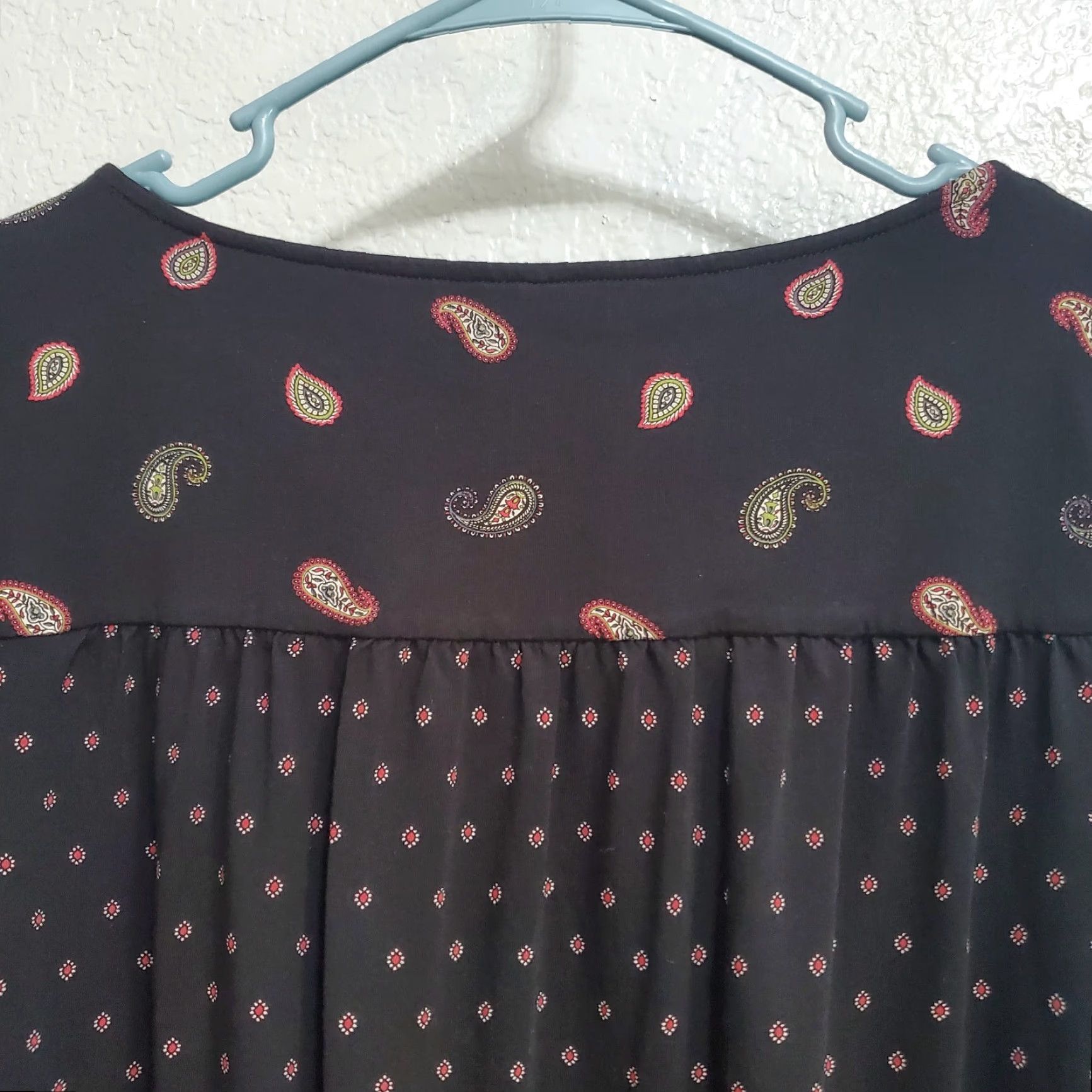 J. Jill J Jill Top Women L Black Paisley Cotton Modal Blend Long Sleeve Tunic Boho Size L / US 10 / IT 46 - 4 Thumbnail