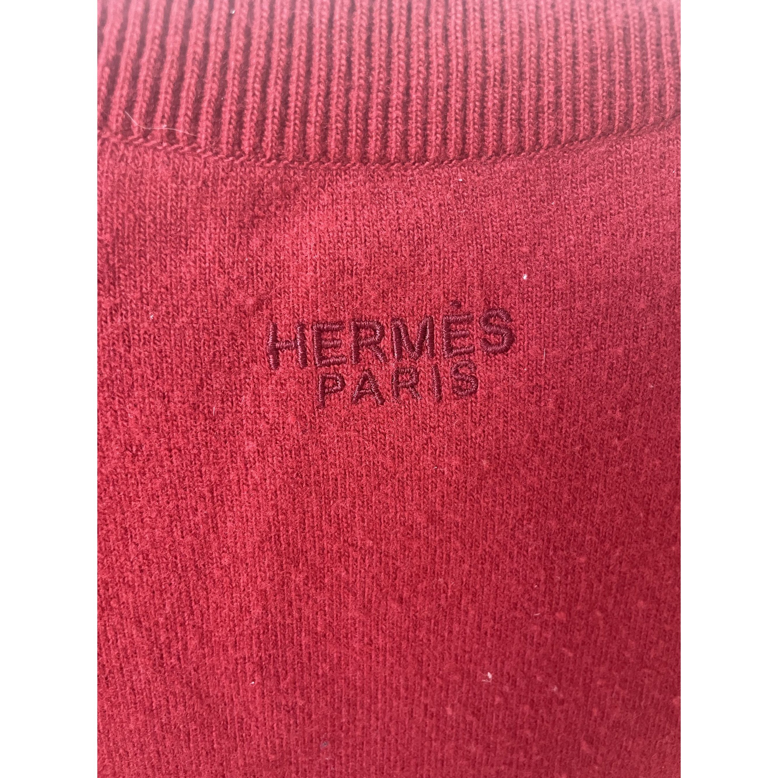 Hermes Hermès Paris Red Wool Short-Sleeve Embroidered Sweater Size 27" / US 4 / IT 40 - 3 Thumbnail