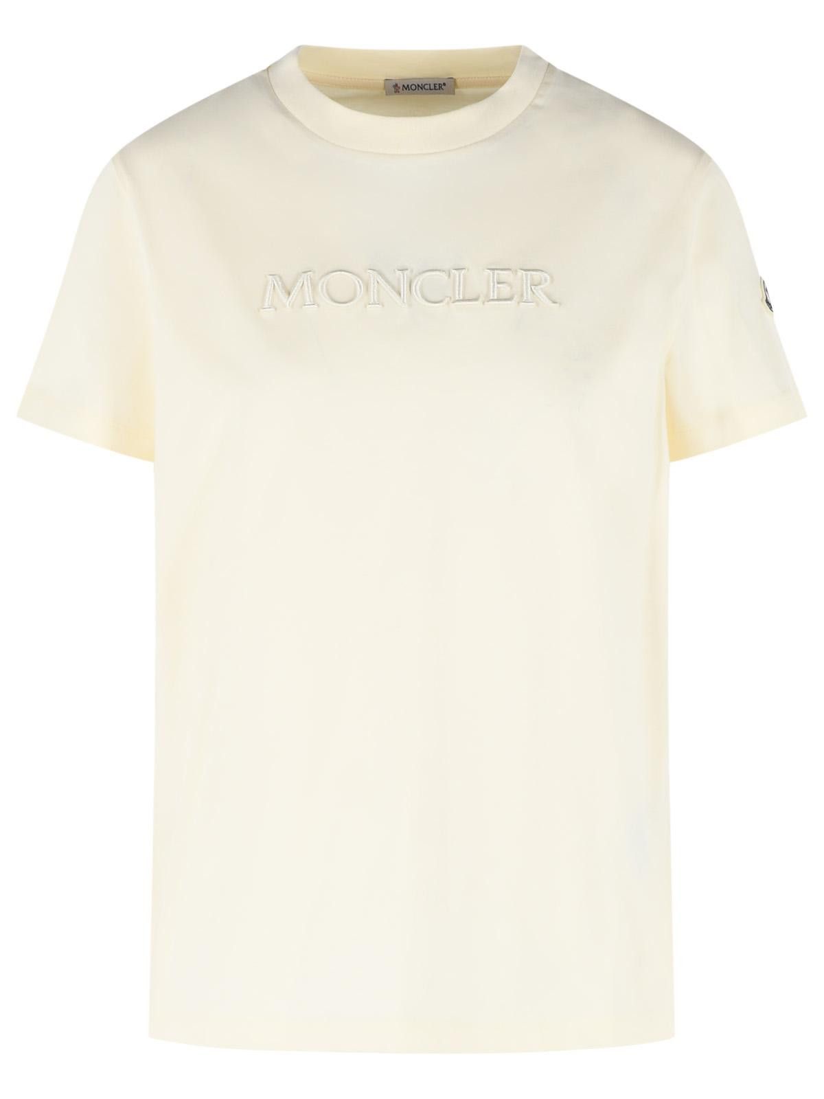 Moncler MONCLER Ivory Cotton T-Shirt Size S / US 4 / IT 40 - 1 Thumbnail