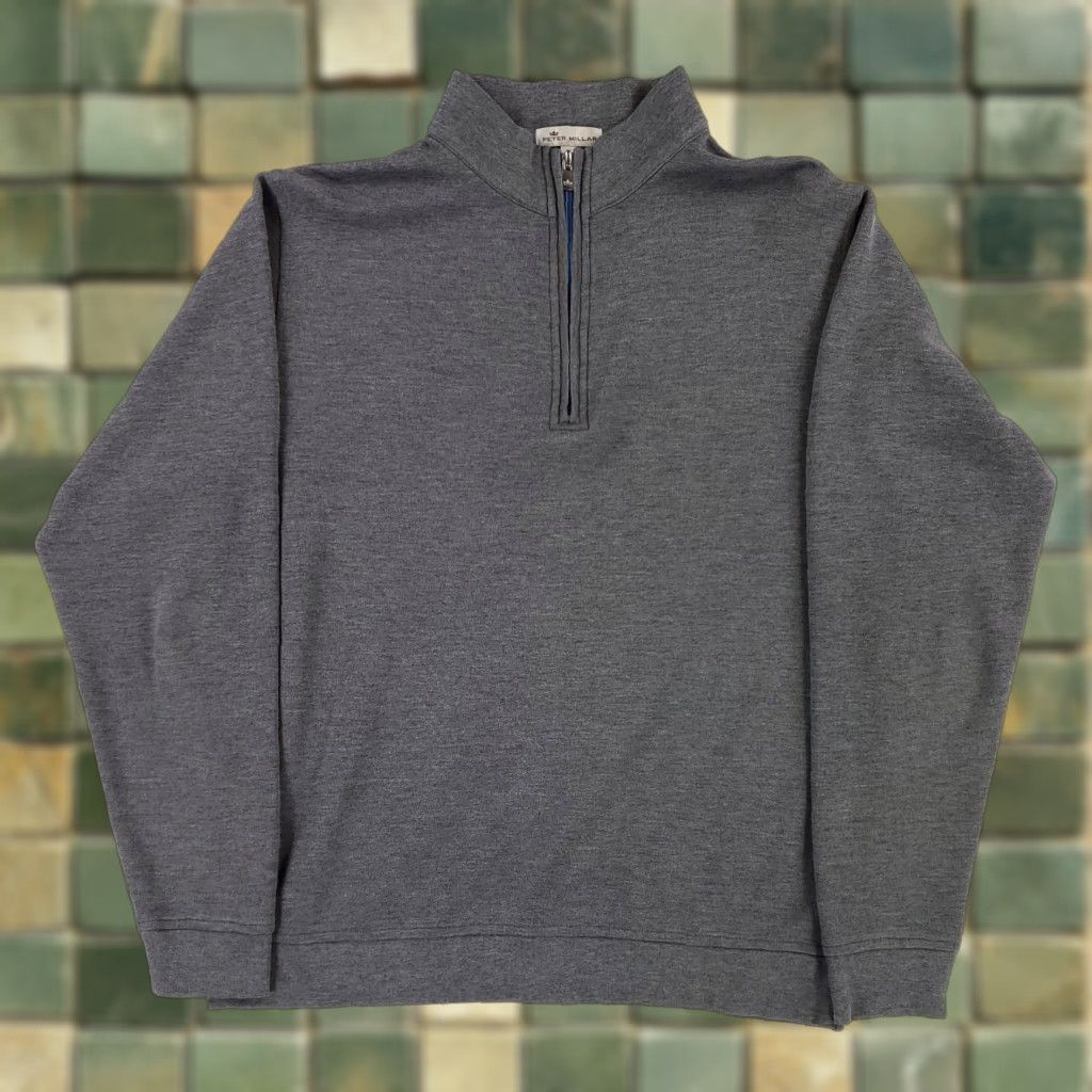 Peter Millar Peter Millar Crown Comfort 1/4 Zip Shirt Gray Performance Long Sleeve Mens M Size US M / EU 48-50 / 2 - 1 Thumbnail