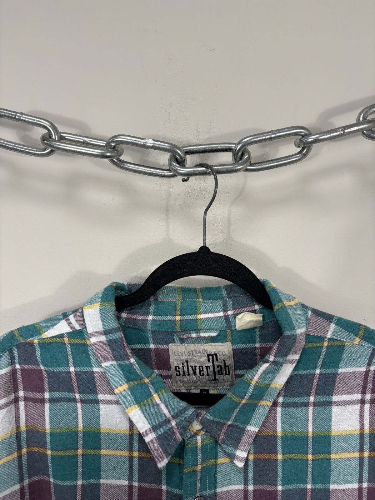 Levi's Levi’s Silver Tab Oversized Men’s Plaid Check Flannel Shirt Size US XL / EU 56 / 4 - 4 Thumbnail