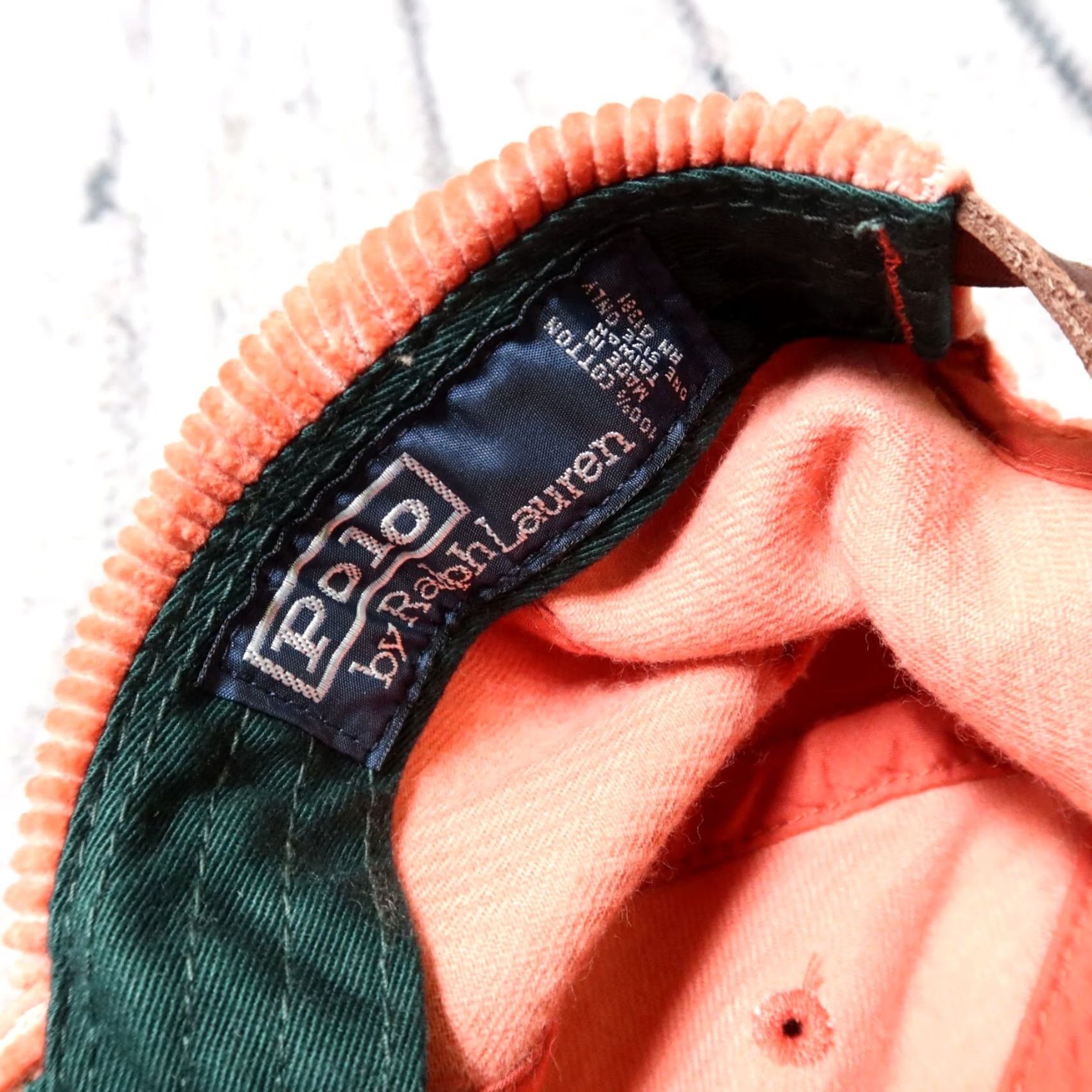 Polo Ralph Lauren VINTAGE Polo Ralph Lauren Corduroy Leather Strapback Hat Dad Cap Adjustable Salmon Mens Size US M / EU 48-50 / 2 - 5 Thumbnail
