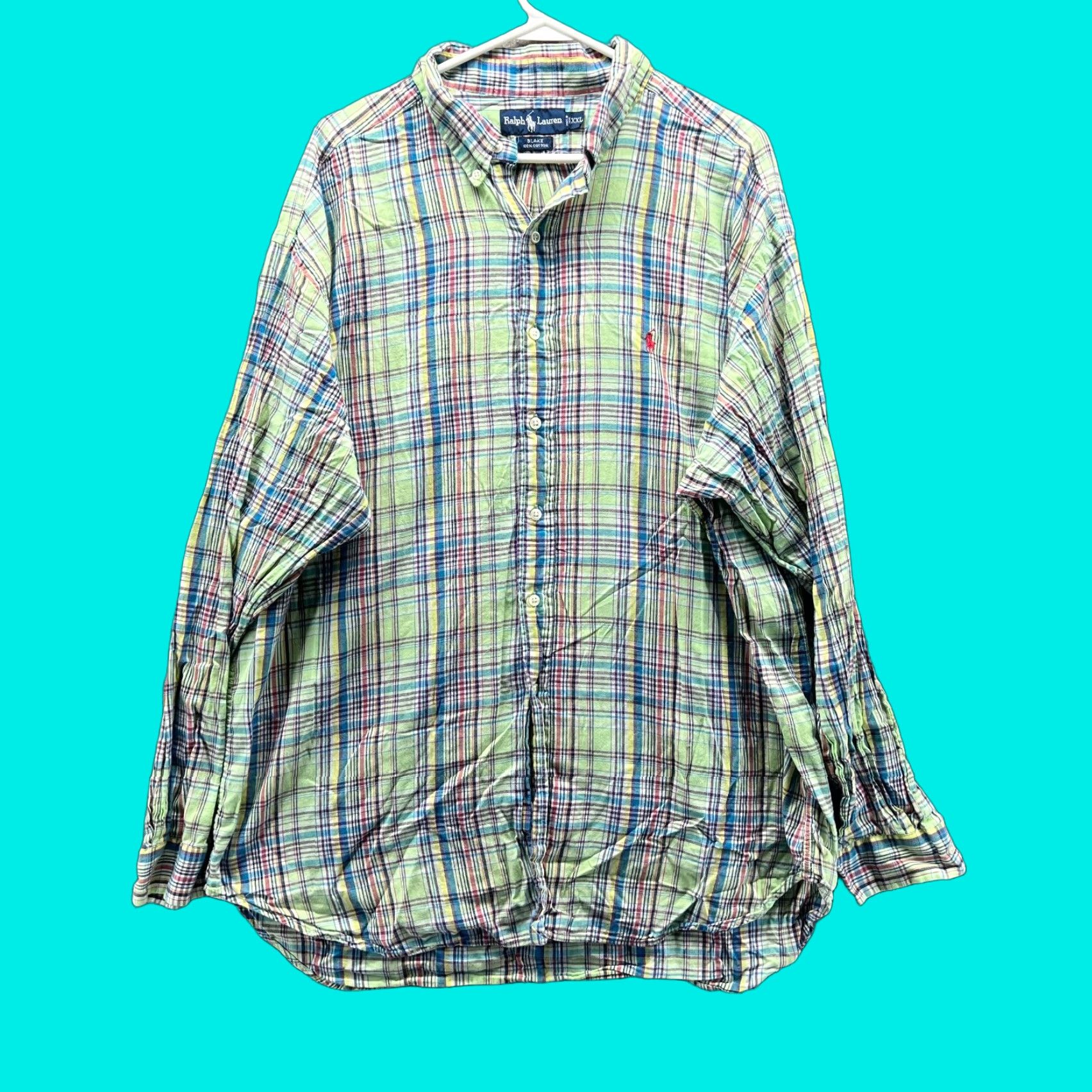 Ralph Lauren Ralph Lauren Shirt Men XXL Green Blue Casual Button Down Plaid Vintage Blake Size US XXL / EU 58 / 5 - 1 Thumbnail