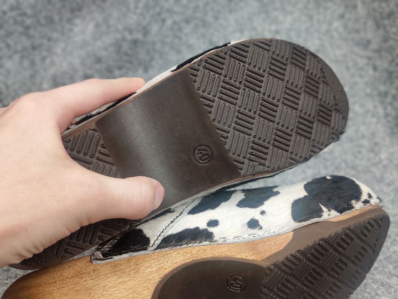 Woody Design Manu Fur W' Leather cowhide Clogs mules Shoes