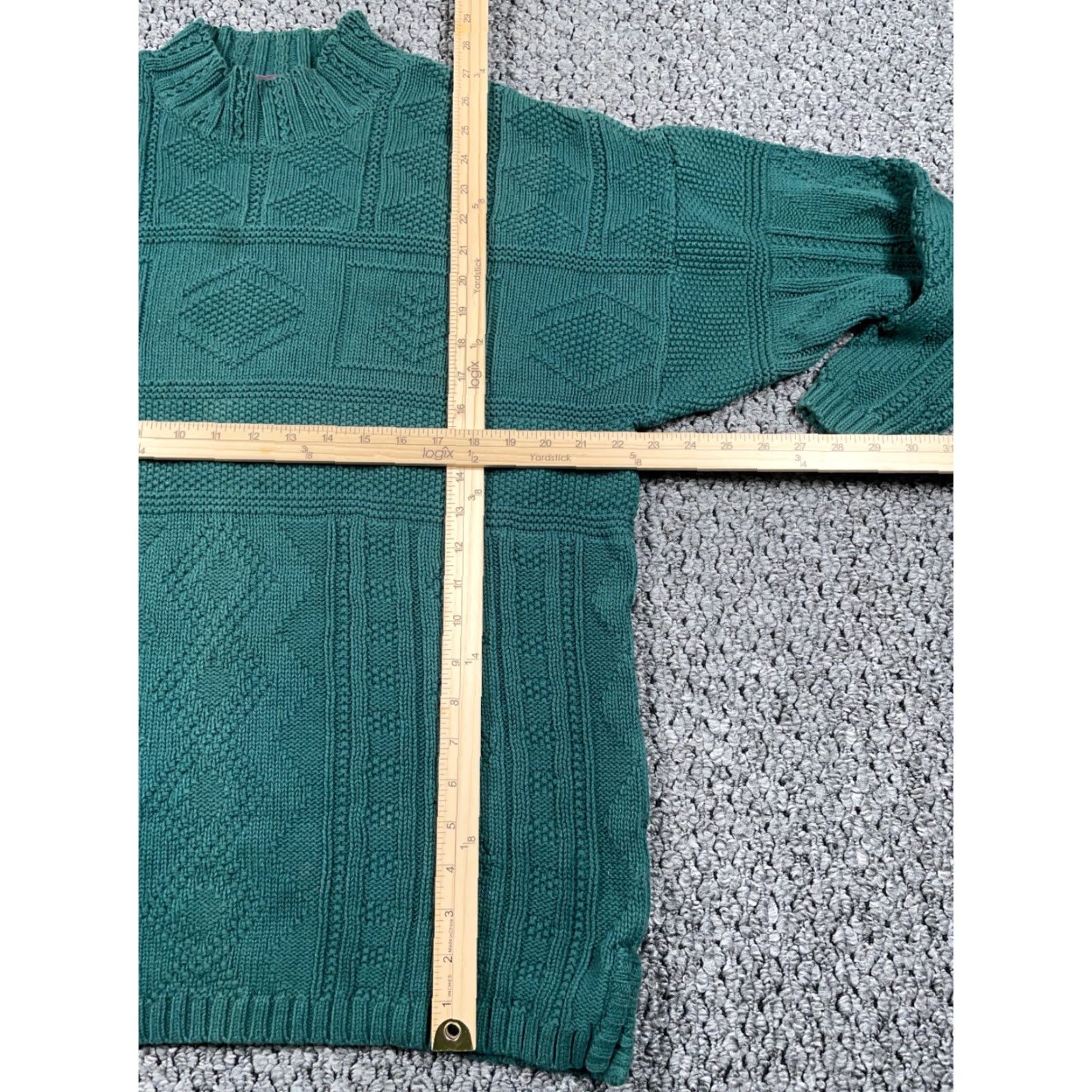 Vintage VINTAGE Woolrich Chunky-Knit Mock Neck Sweater Women's Medium Green 90s Oversized Pullover Size M / US 6-8 / IT 42-44 - 7 Thumbnail