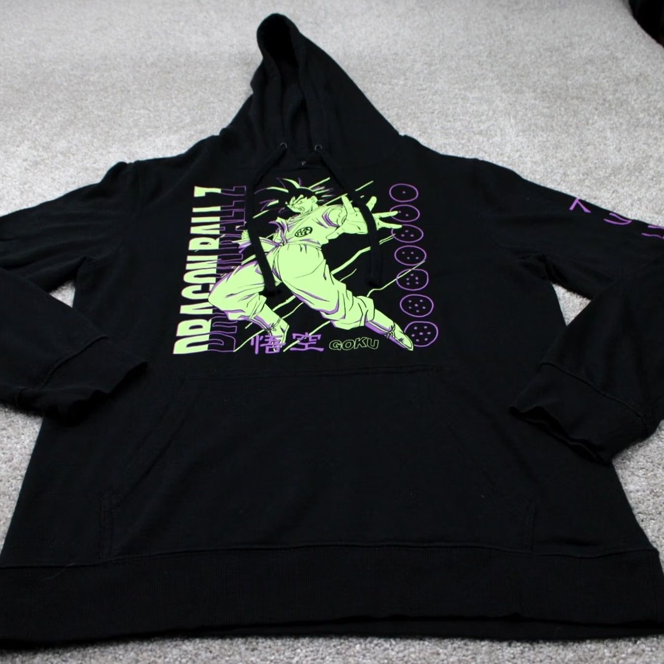 Vintage Dragonball Z Hoodie Mens Medium Black/Yellow GOKU Cotton/Poly Hooded Sweatshirt Size US M / EU 48-50 / 2 - 2 Thumbnail