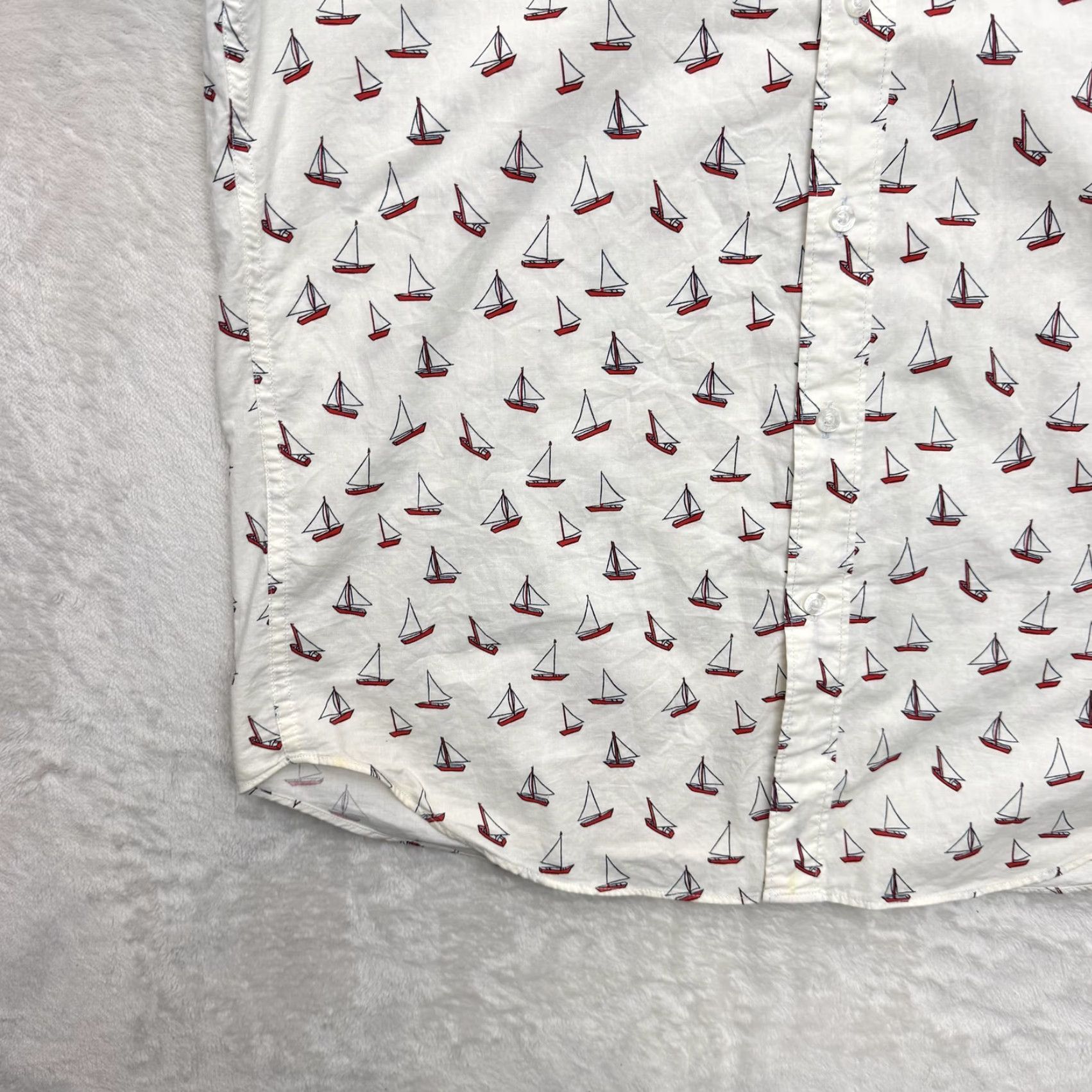 J.Crew J.Crew Shirt Mens Large White Sailboat Print Button Down Beach Nautical AOP Size US L / EU 52-54 / 3 - 7 Thumbnail