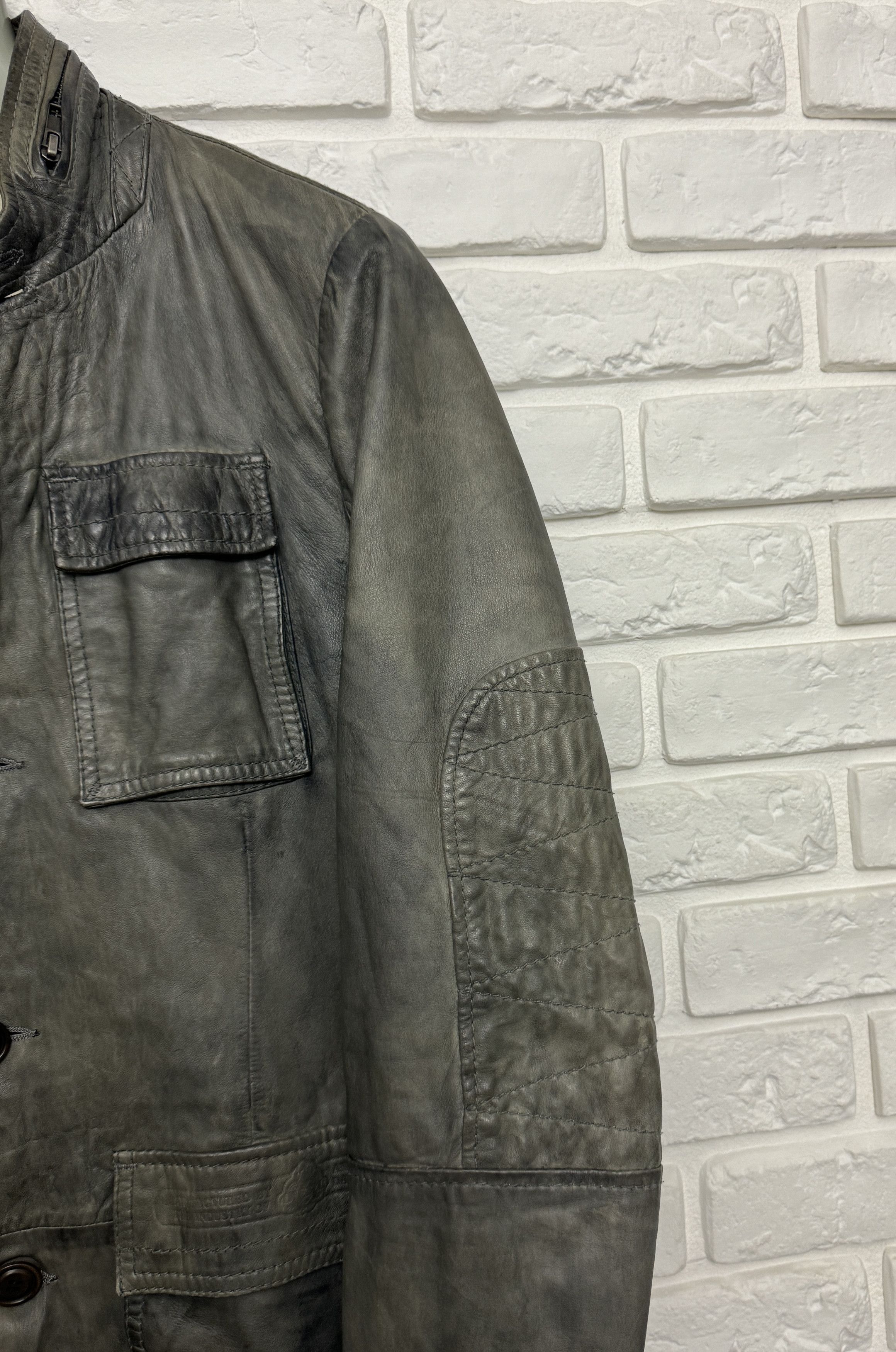 Diesel Men's Diesel Lamb Leather Jacket Biker Gray Olive Size S Size US S / EU 44-46 / 1 - 3 Thumbnail