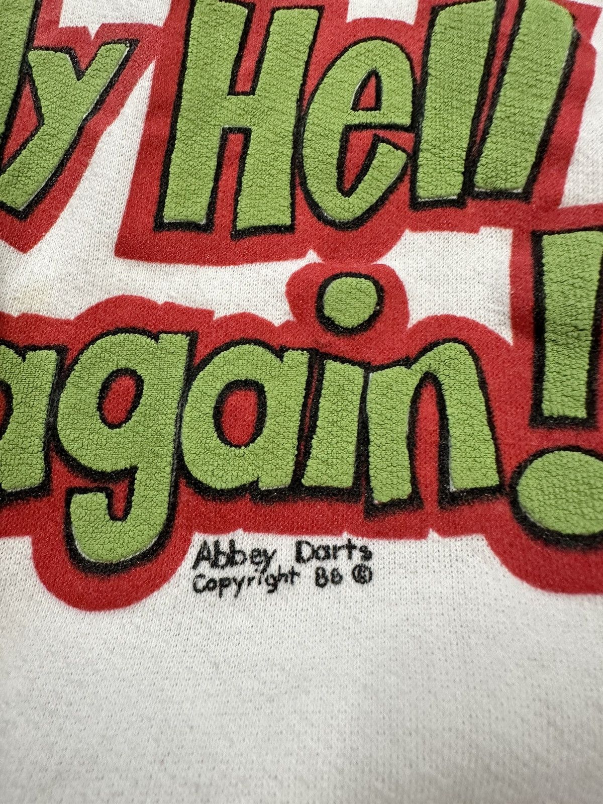 Vintage Vintage 80s Bloody Hell 26 Again! Dart Cartoon Sweatshirt Size S / US 4 / IT 40 - 4 Thumbnail