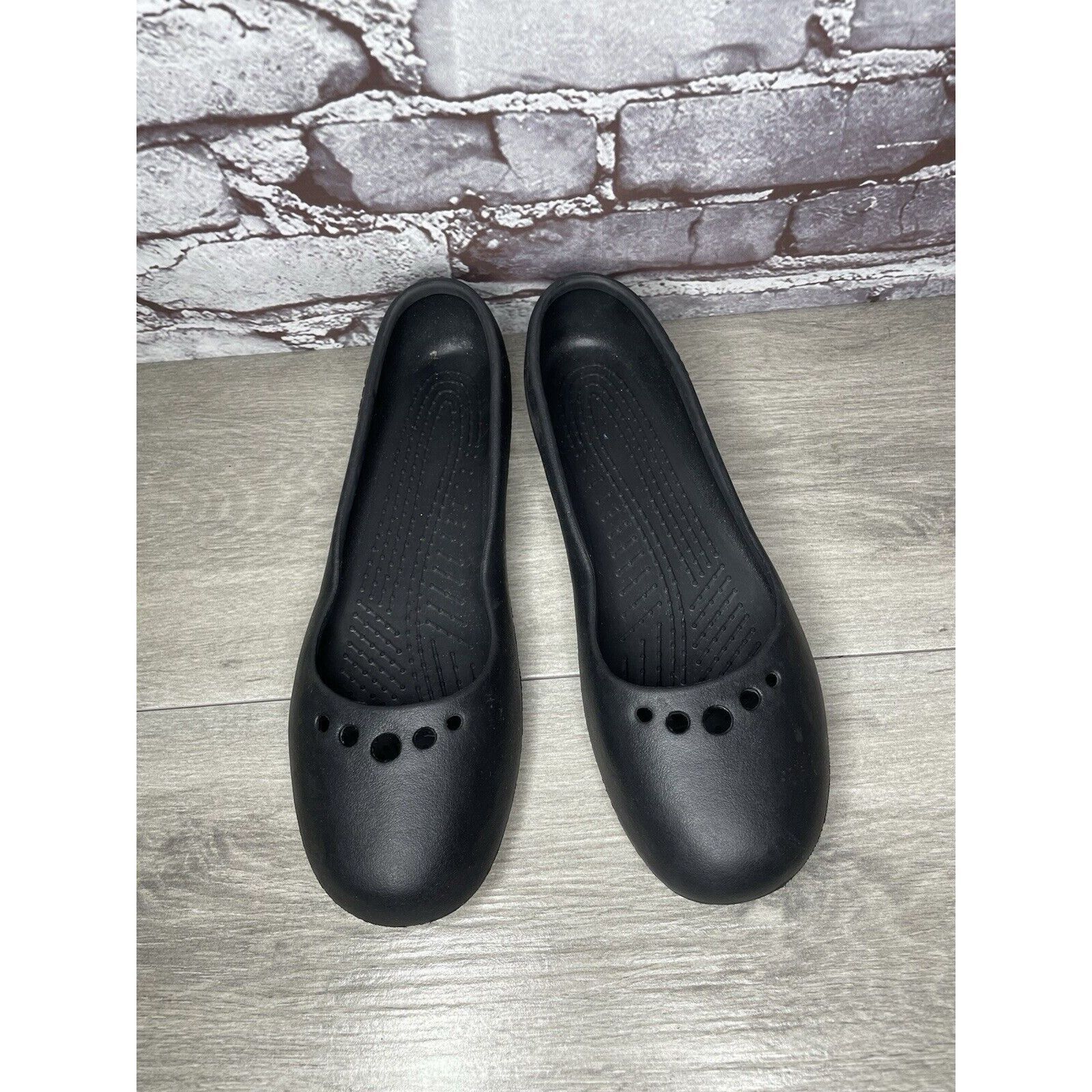 Crocs Crocs Black Rubber Slip On Lightweight Ballet Flats Shoes Wo Size US 11 / IT 41 - 19 Thumbnail