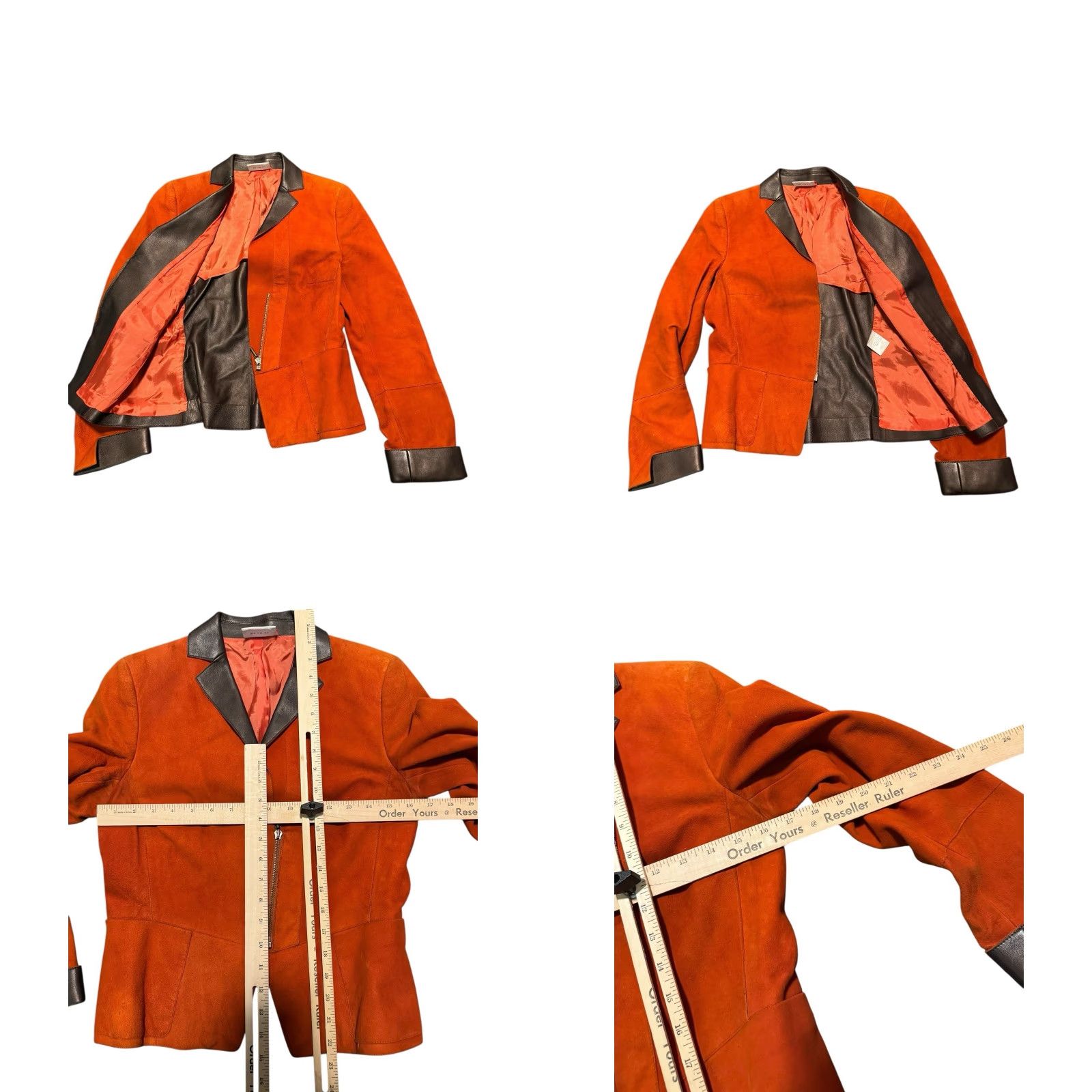 Akris Akris Punto Leather & Suede Jacket Rust Orange Brown 6 Motorcycle Zip Womens Size M / US 6-8 / IT 42-44 - 9 Thumbnail