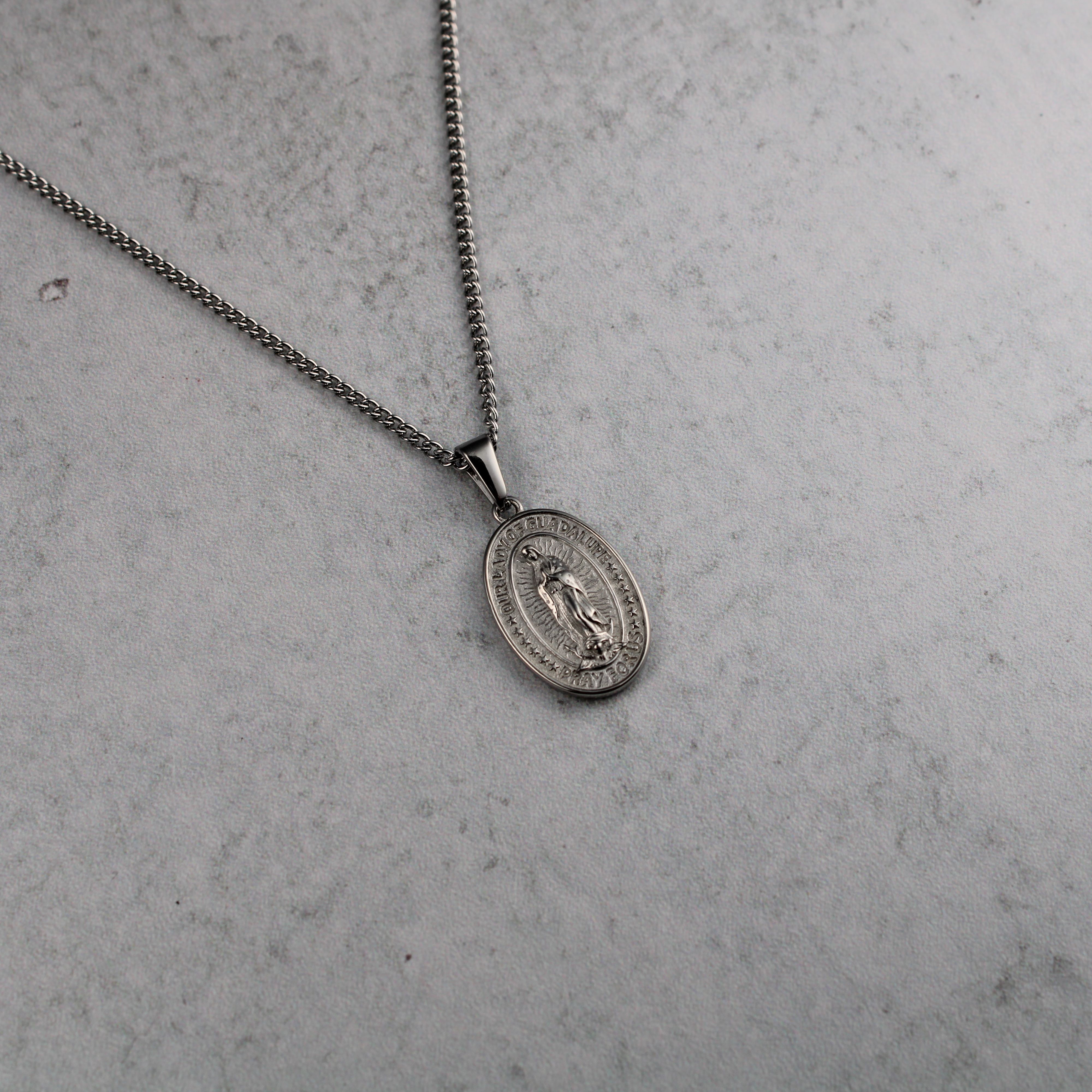 Jewelry Silver Lady of Guadalupe Pendant Chain Necklace Size ONE SIZE - 4 Thumbnail
