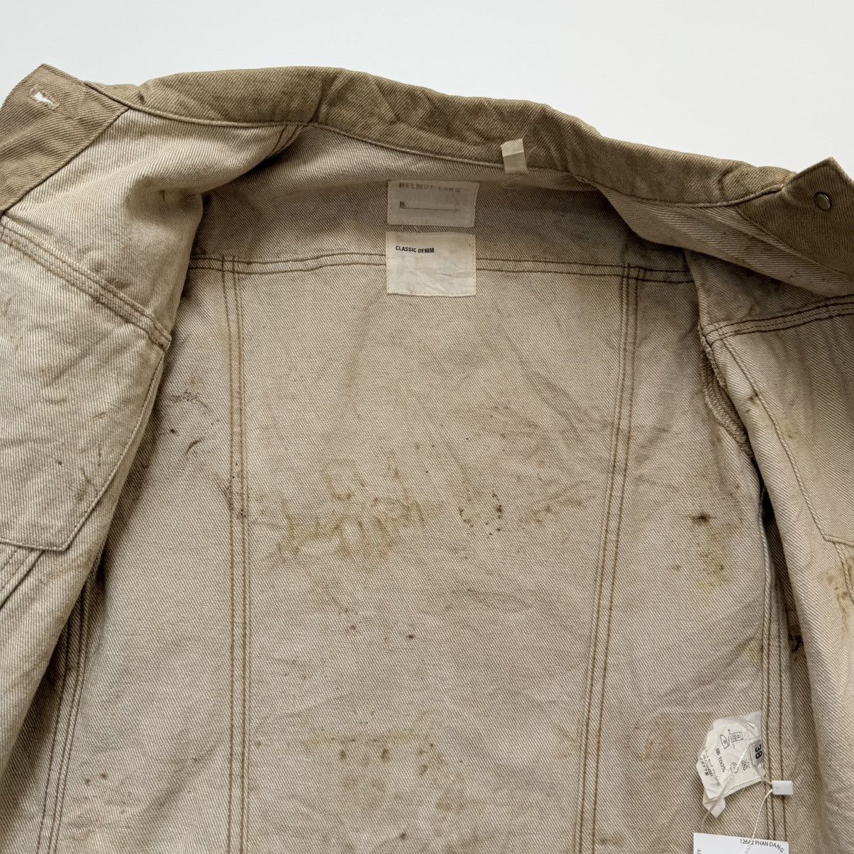 Helmut Lang Early 2000s Helmut Lang Stained Classic Denim Trucker Jacket Size XS / US 0-2 / IT 36-38 - 5 Thumbnail
