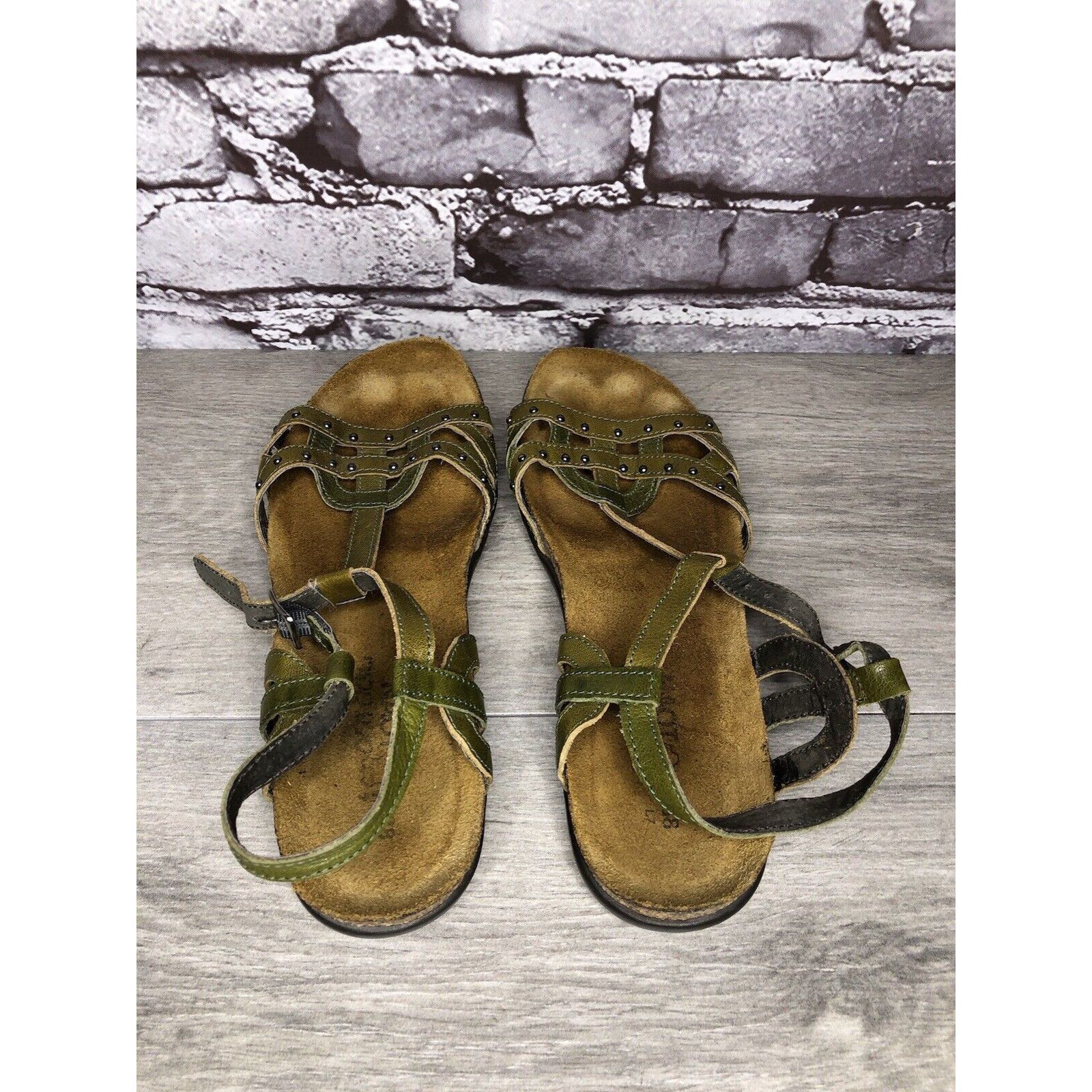 Other Naot Elinor Pine Green Leather Strappy Cork Strap Sandals Wo Size US 7.5 / IT 37.5 - 5 Thumbnail