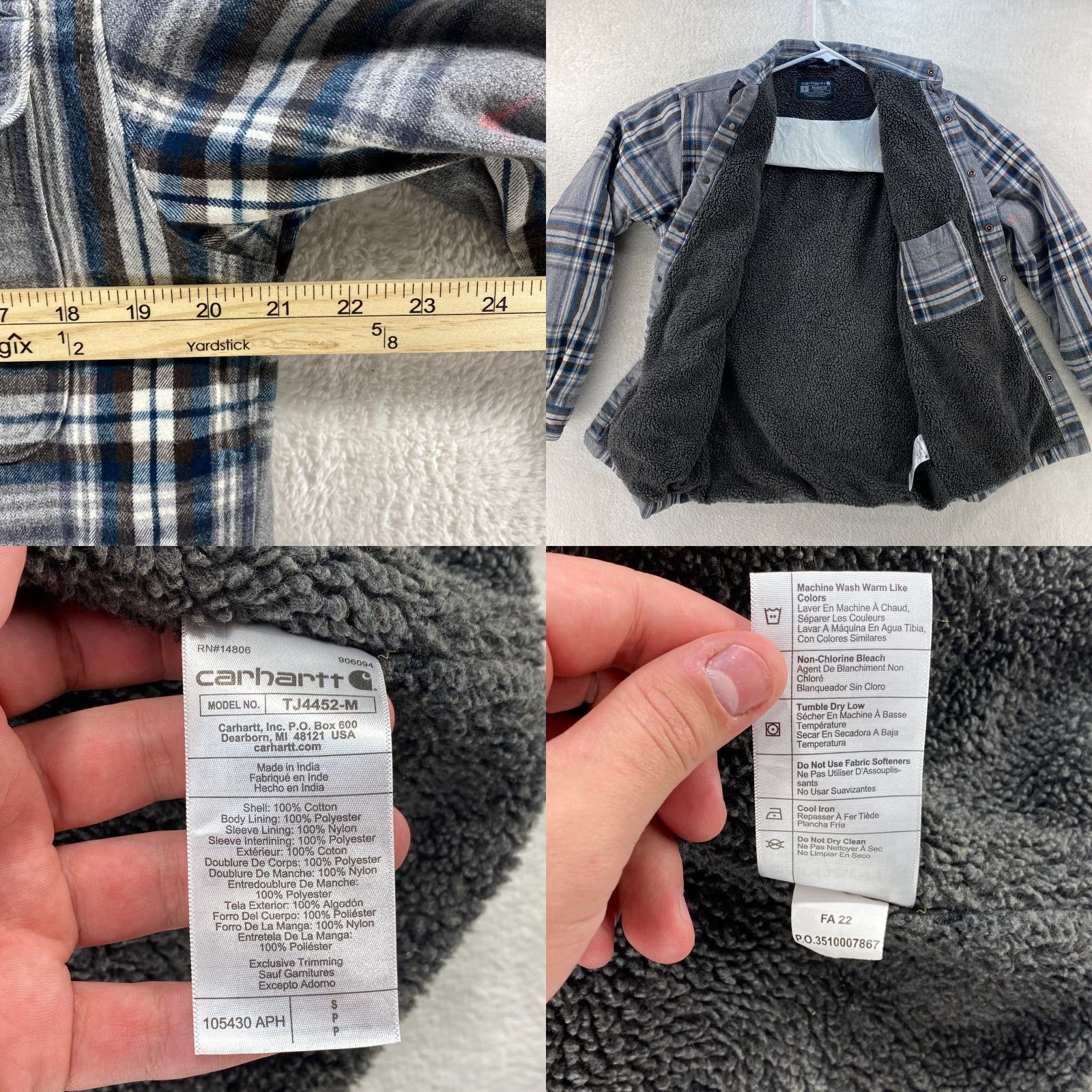 Carhartt VINTAGE Carhartt Shirt Jacket Mens S Gray Plaid Flannel Sherpa Lined Button Snap - Outdoor, Workwear, Casual Mens Size US S / EU 44-46 / 1 - 9 Thumbnail