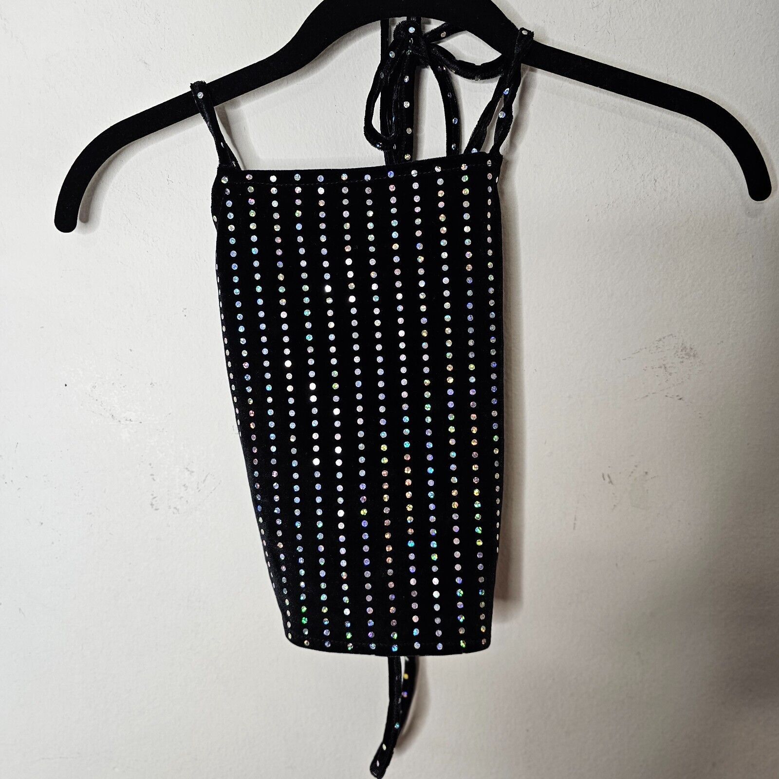 Other NWT Subdued Black Velour Silver Metallic Polka Dot Crop Top Size XS / US 0-2 / IT 36-38 - 6 Thumbnail